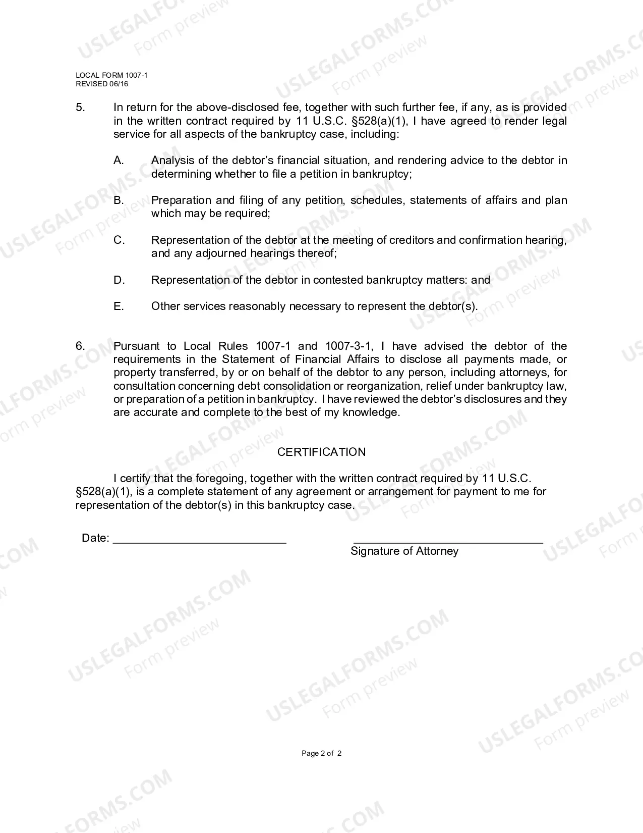 Preview Statement of Compensation By Debtors Attorney