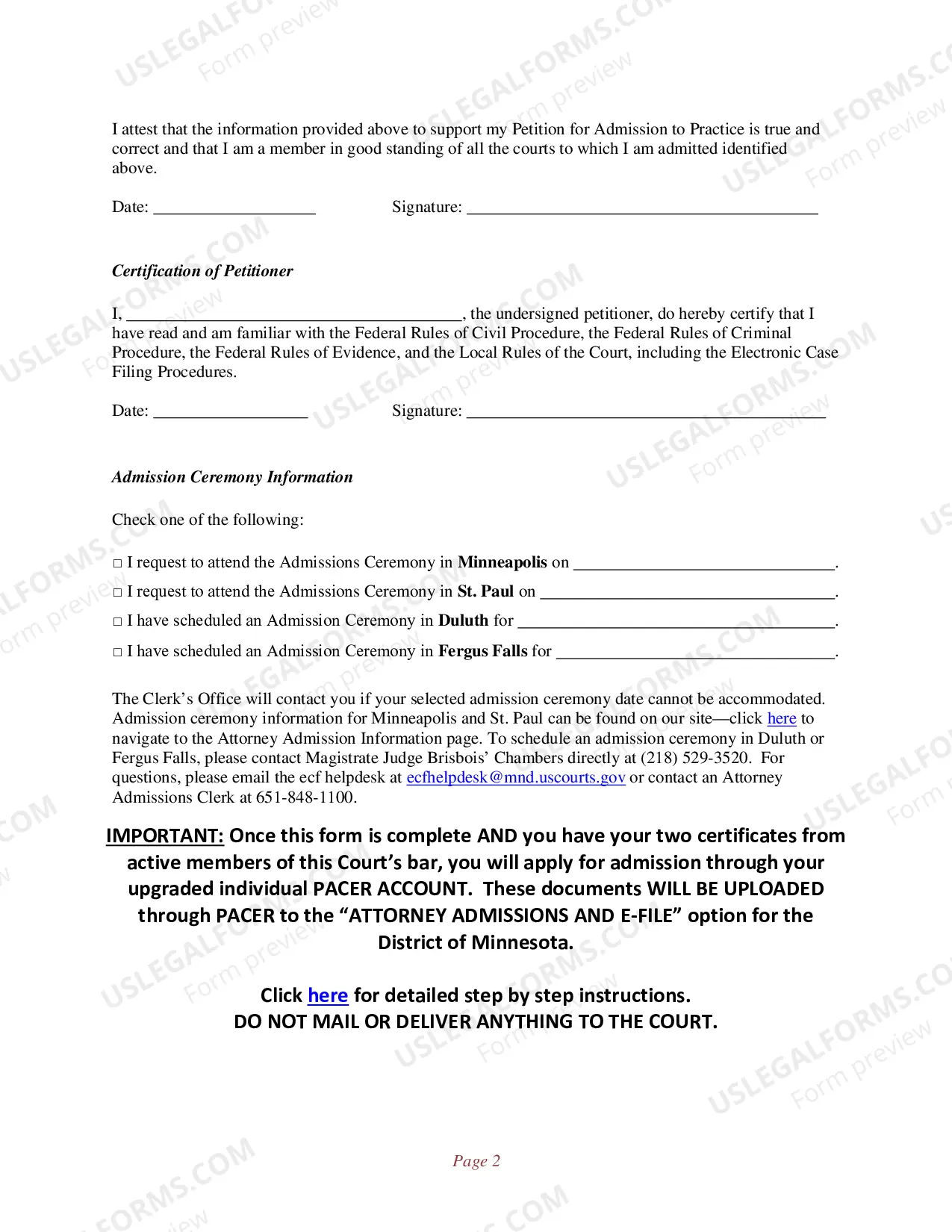 Preview Petition for Admission-see instructions