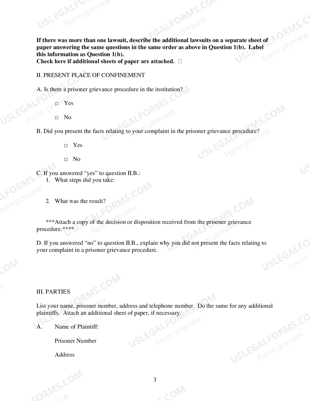 Preview Complaint For Violation of Civil Rights (Prisoner)