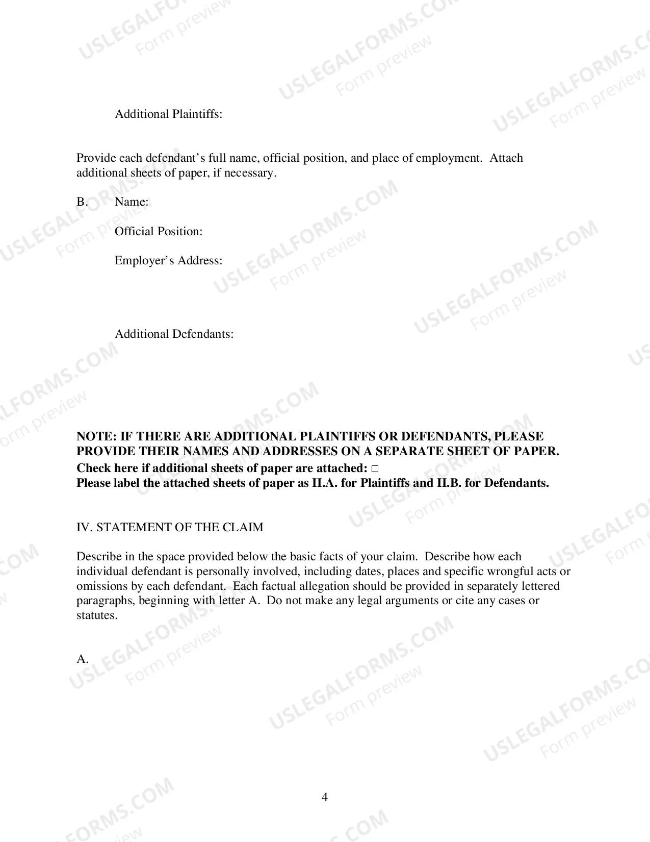 Preview Complaint For Violation of Civil Rights (Prisoner)