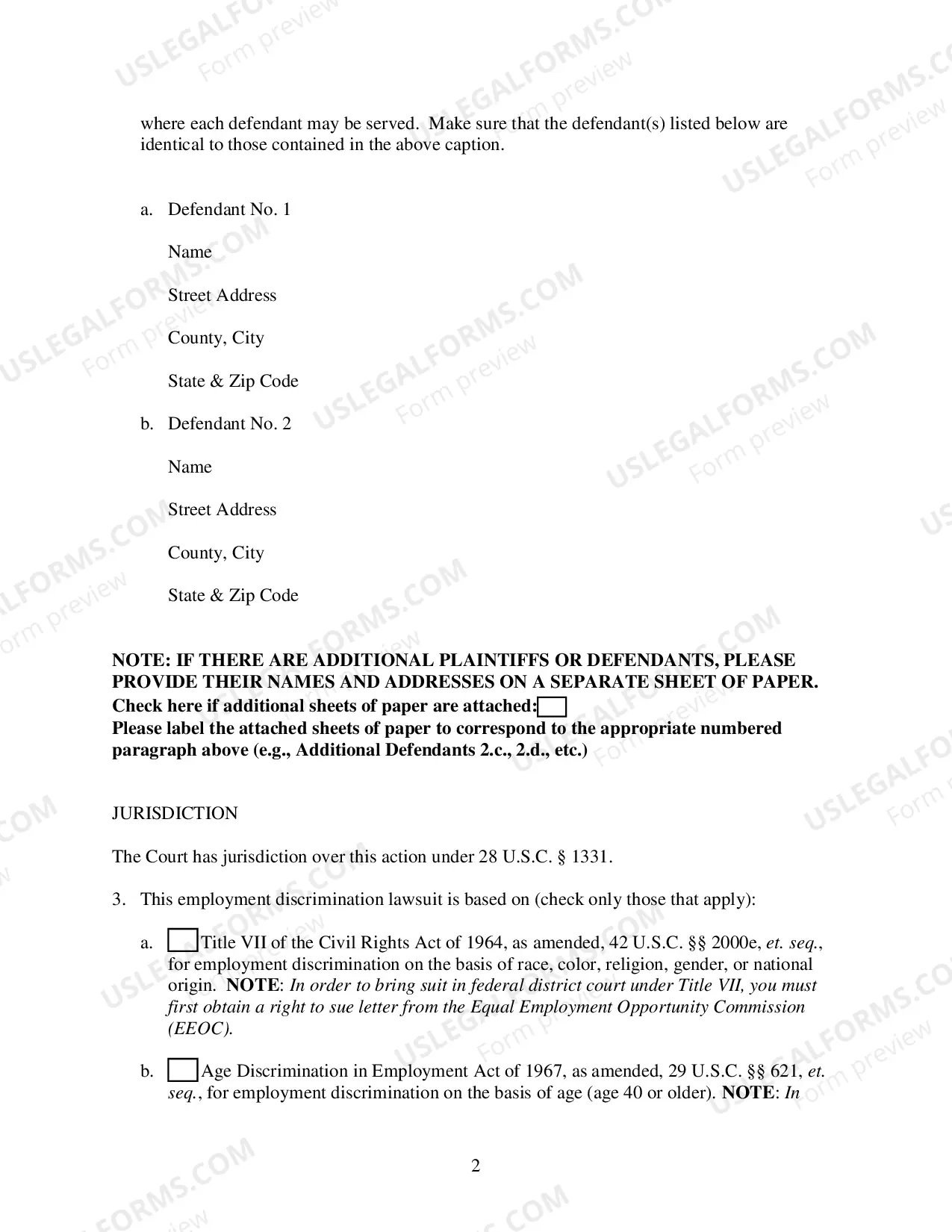 Preview Employment Discrimination Complaint