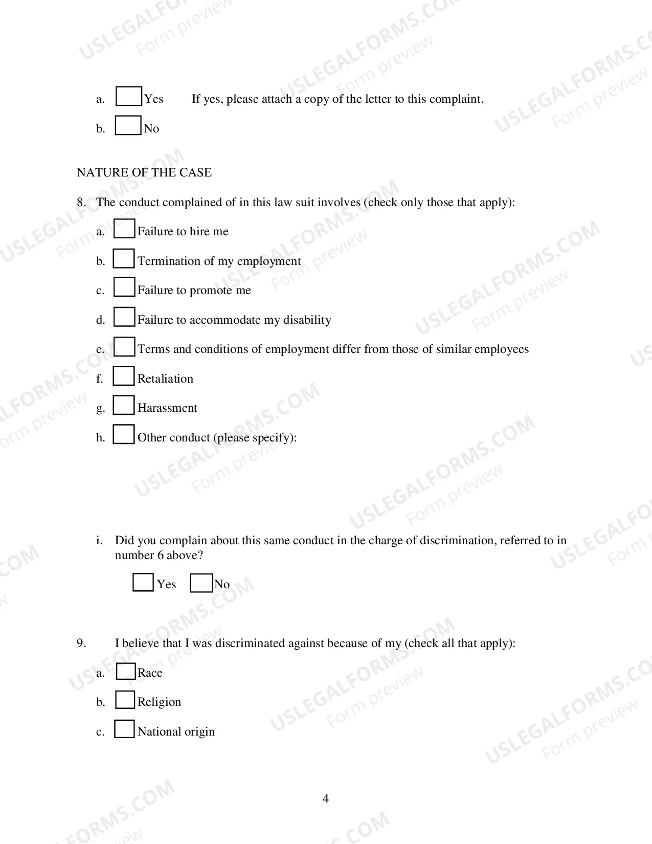 Preview Employment Discrimination Complaint