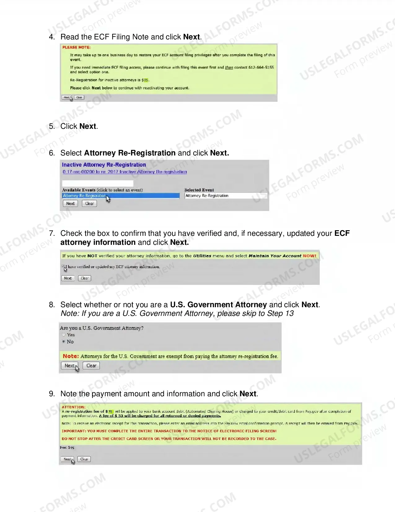 Preview Inactive Attorney Form