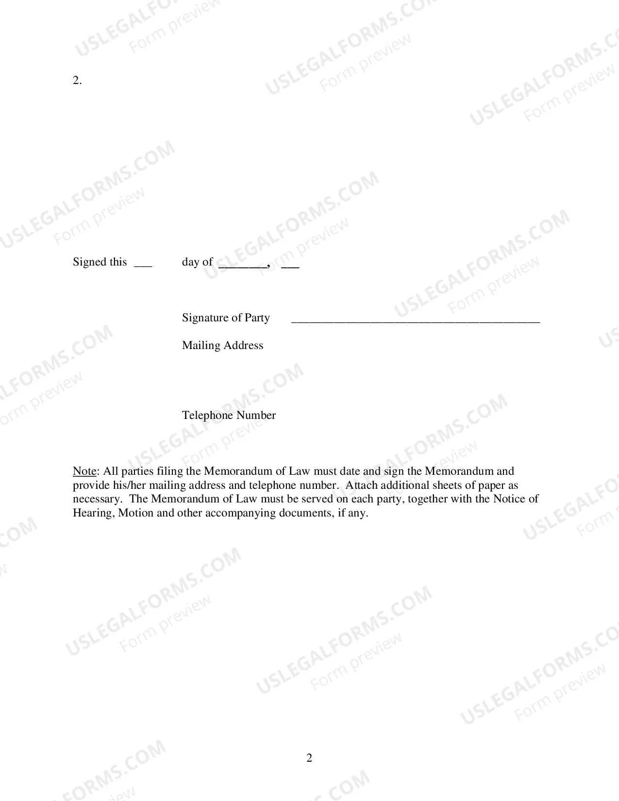 Preview Memorandum of Law