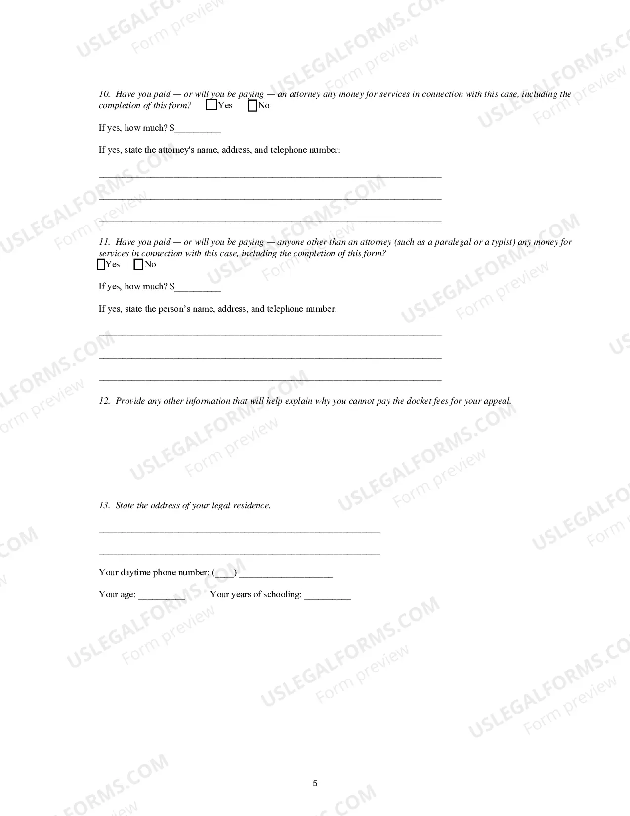 Preview Motion and Affidavit for Permission to Appeal In Forma Pauperis