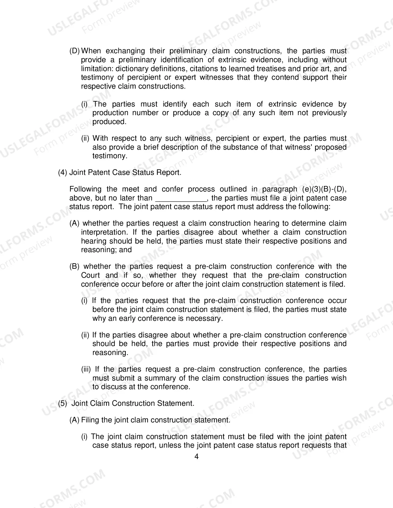 Preview Rule 26(f) Report and Proposed Scheduling Order (Patent Cases)