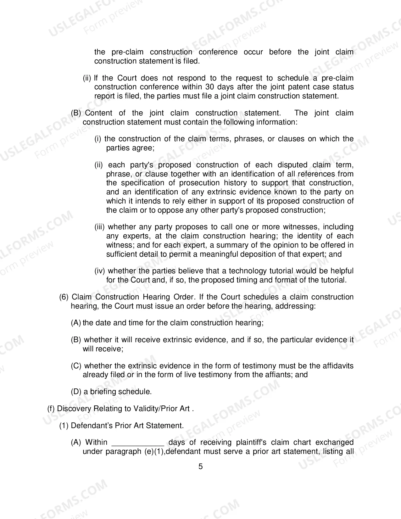 Preview Rule 26(f) Report and Proposed Scheduling Order (Patent Cases)