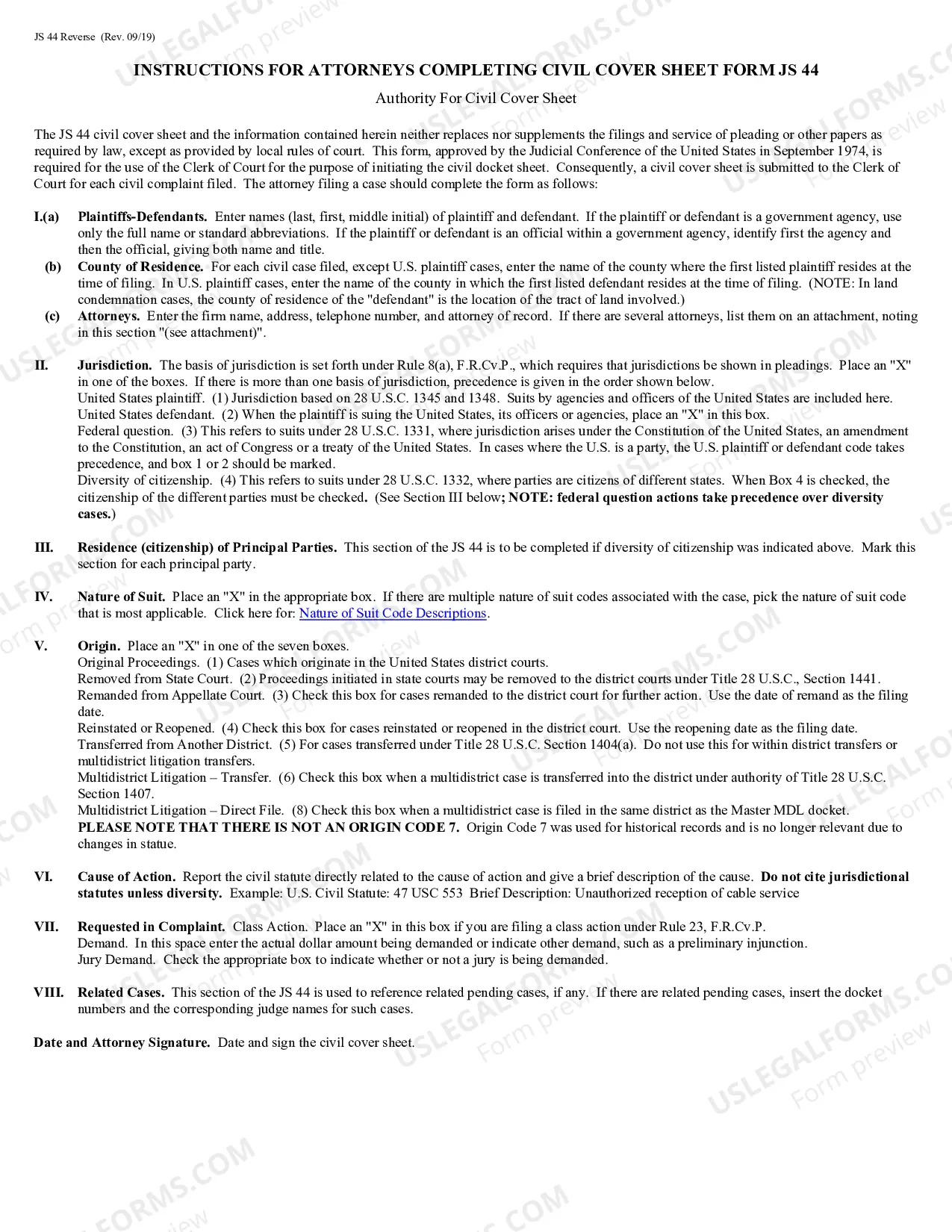 Preview JS-44 Civil Cover Sheet