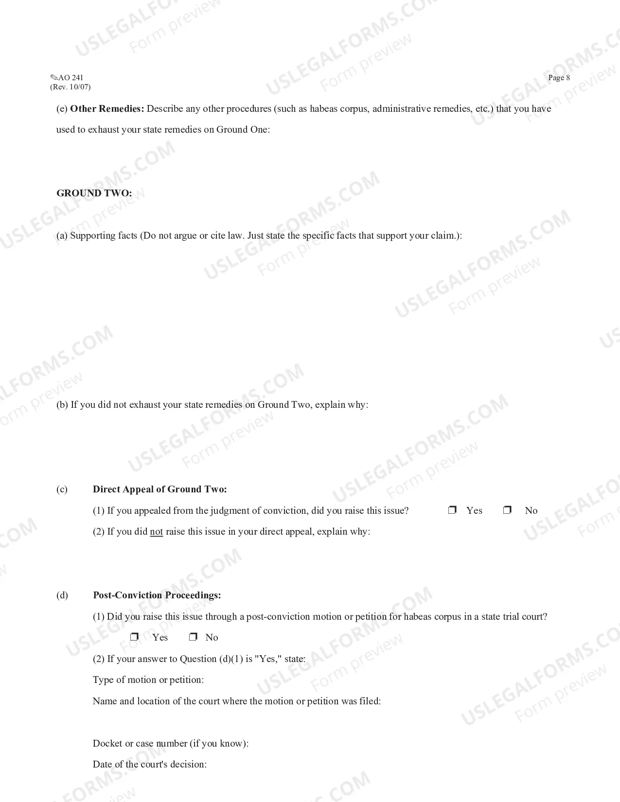 Preview (AO 243) Motion to Vacate - 2255