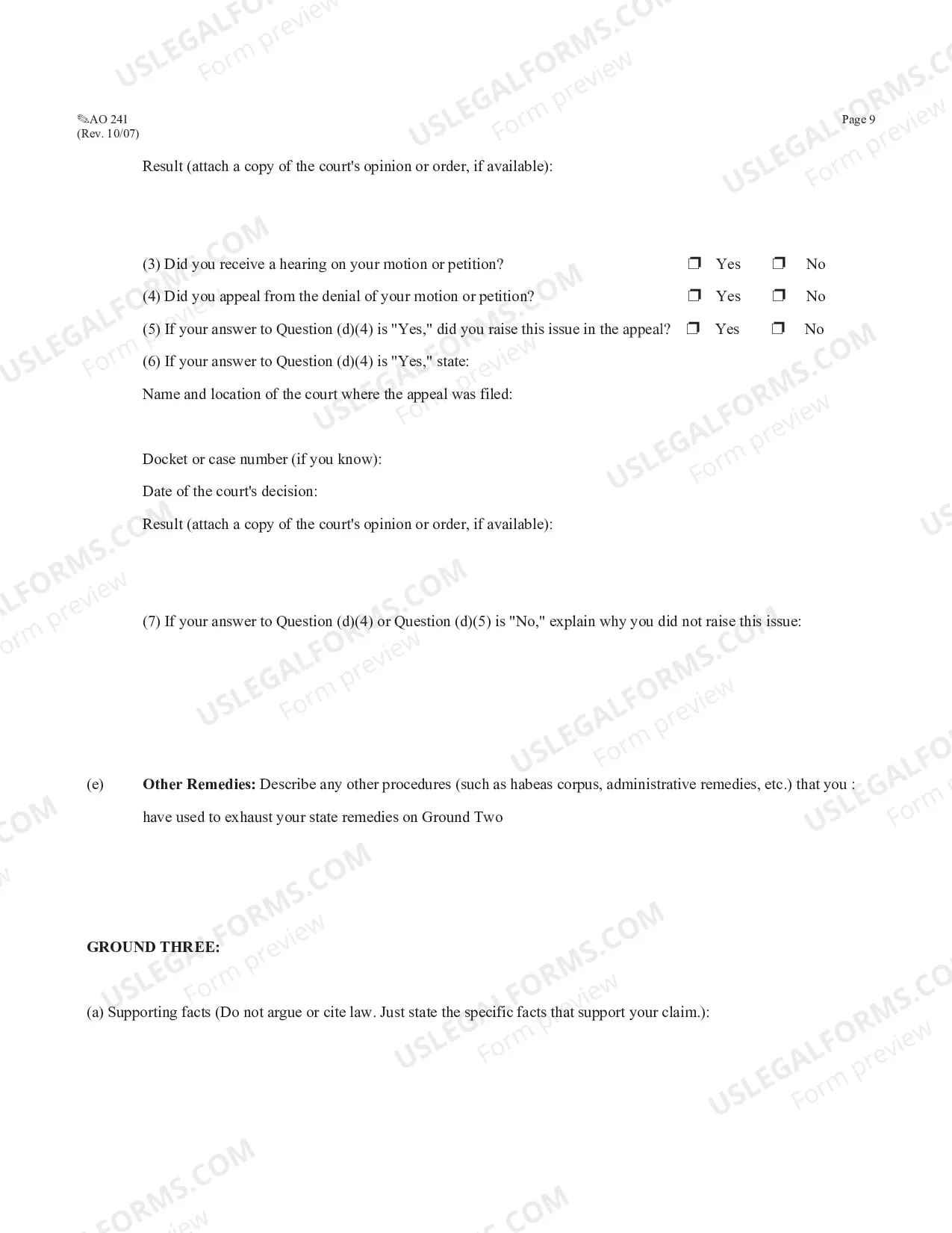 Preview (AO 243) Motion to Vacate - 2255