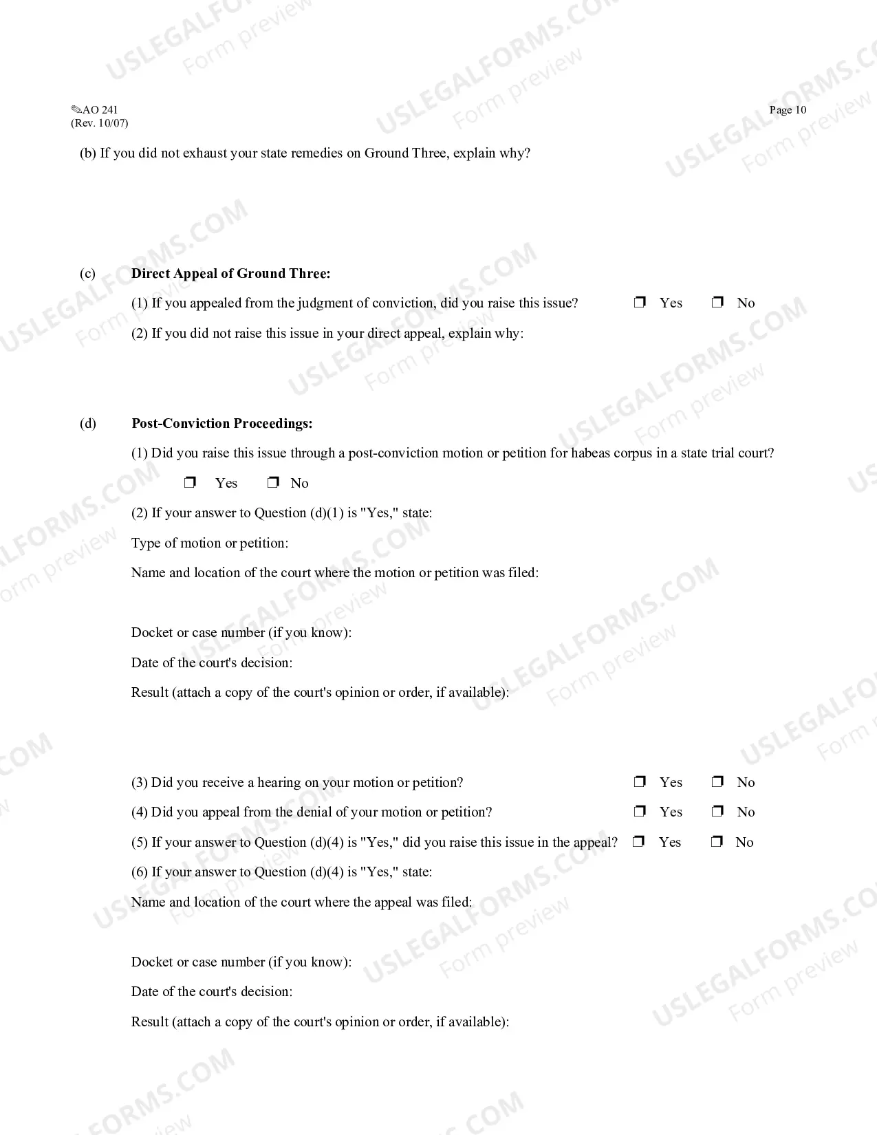 Preview (AO 241) Petition for Writ of Habeas Corpus - 2254