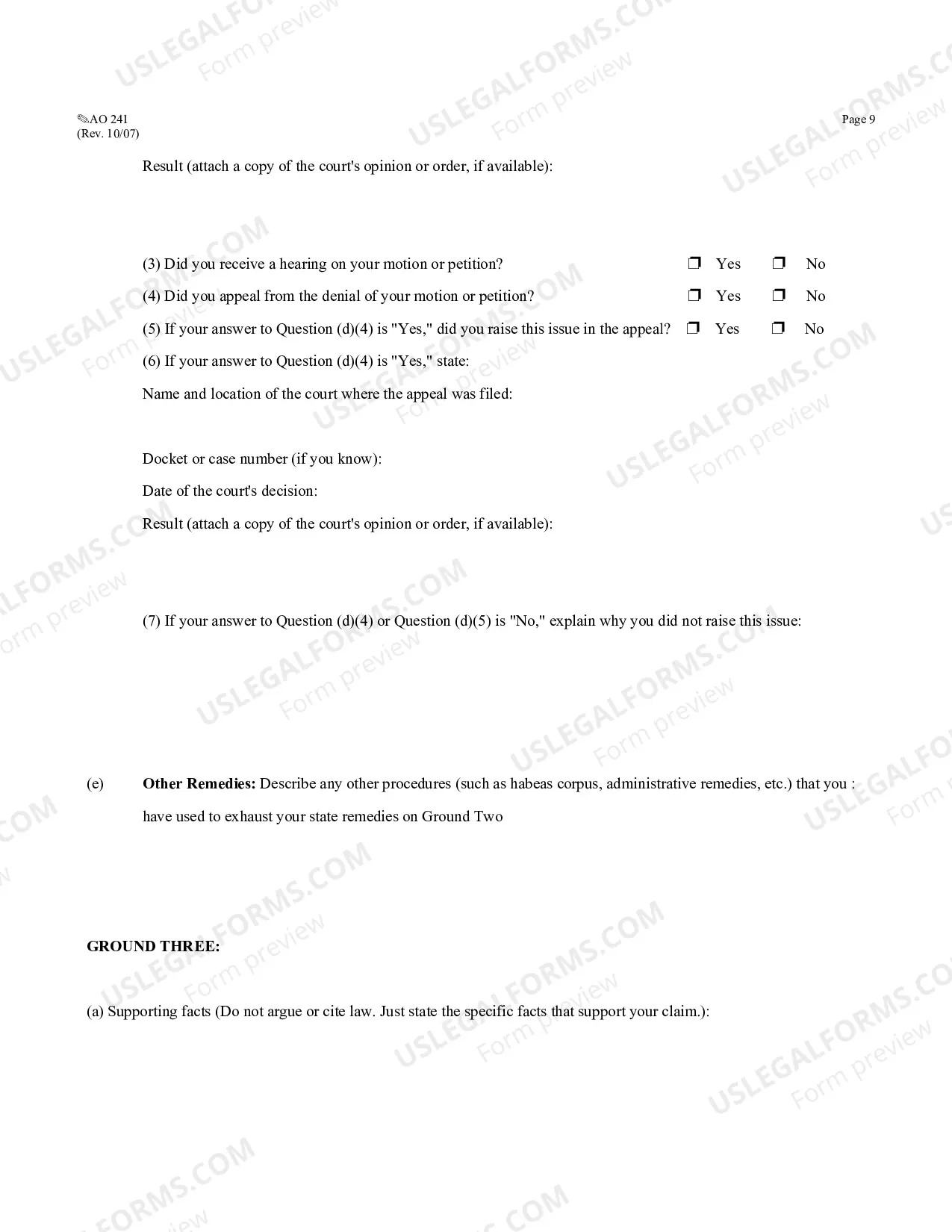 Preview (AO 241) Petition for Writ of Habeas Corpus - 2254
