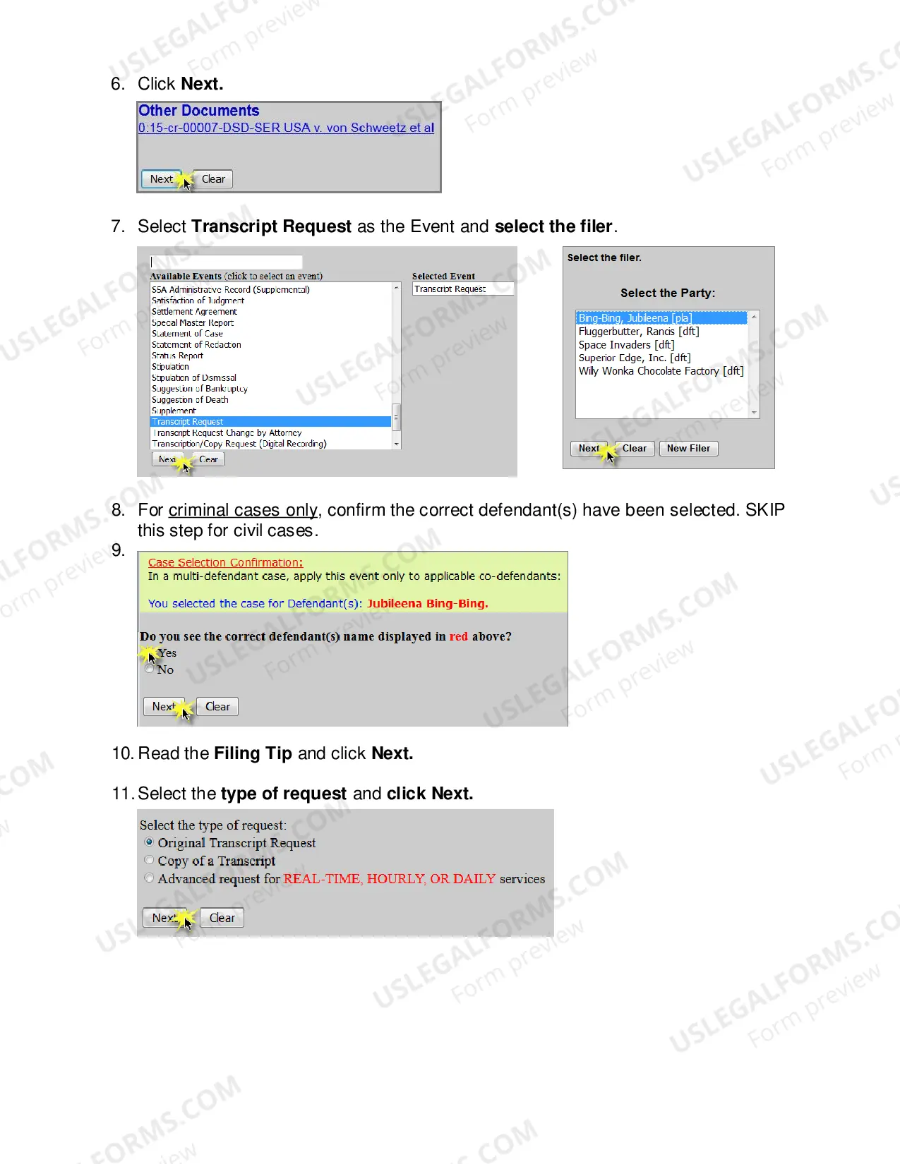 Preview Ordering Transcripts Electronic Filing Instructions