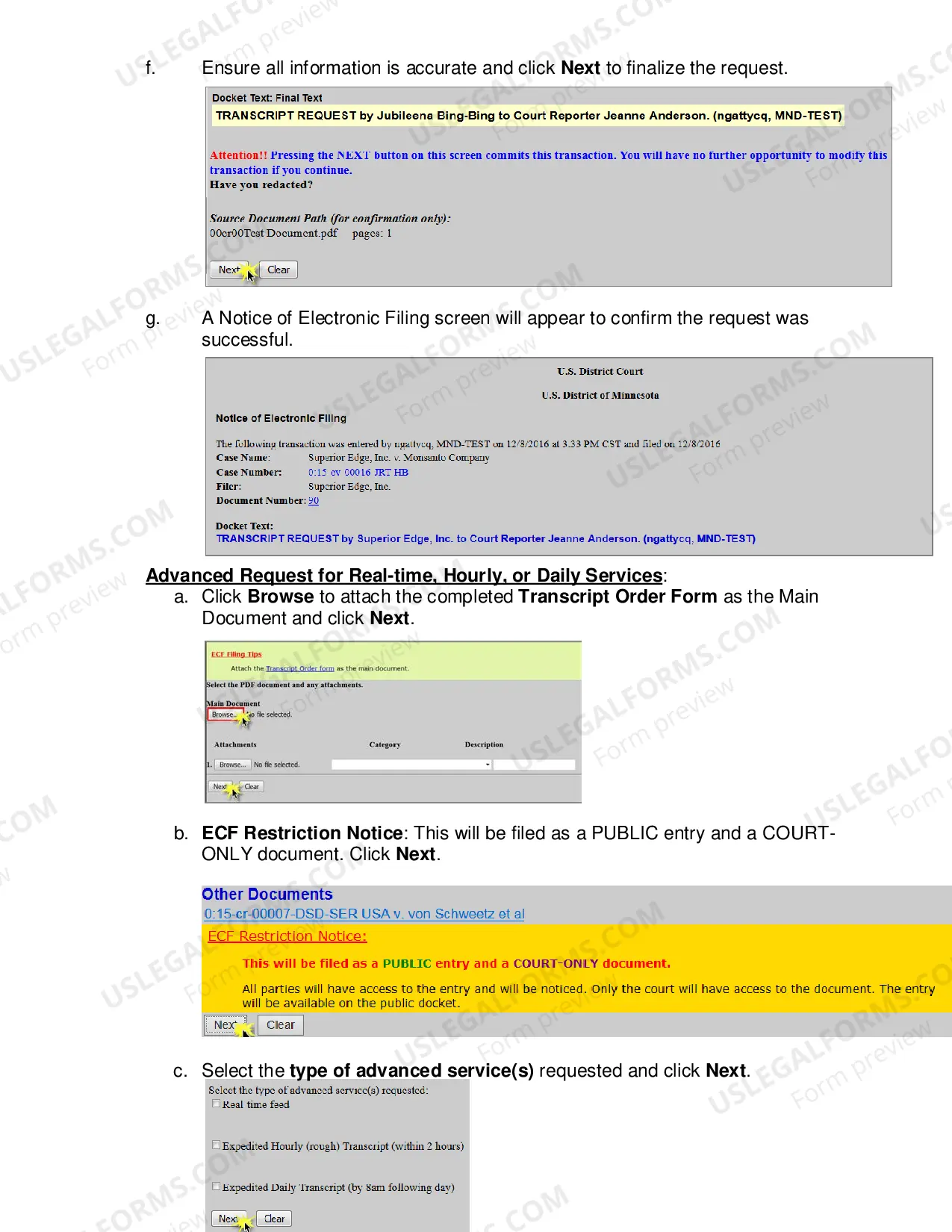 Preview Ordering Transcripts Electronic Filing Instructions