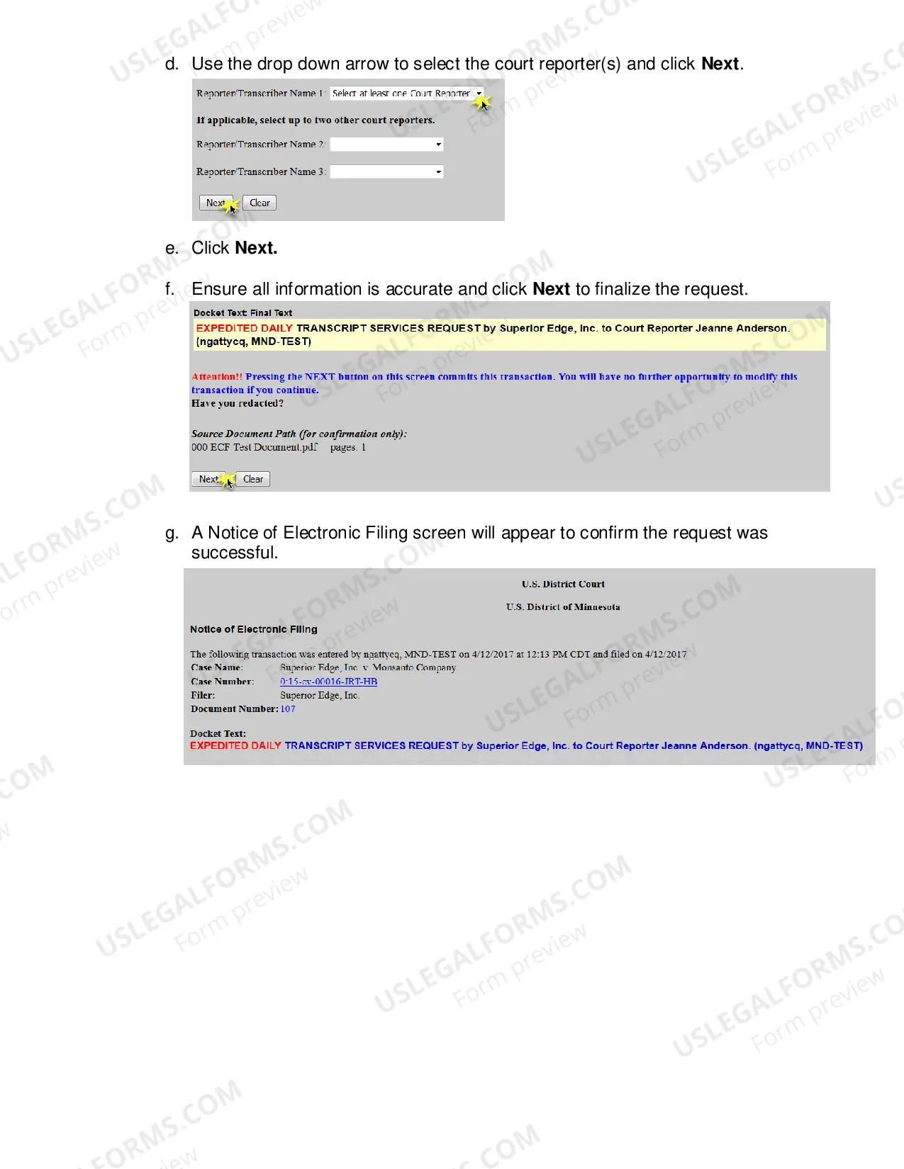 Preview Ordering Transcripts Electronic Filing Instructions
