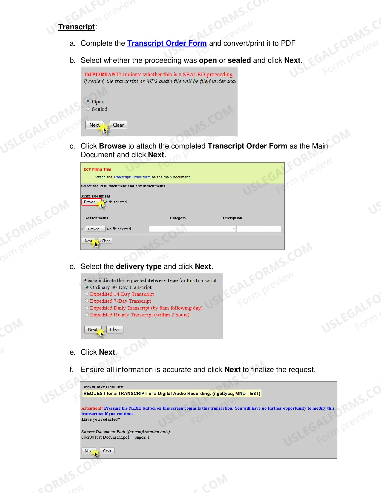Preview Ordering Digital Audio Recordings Electronic Filing Instructions