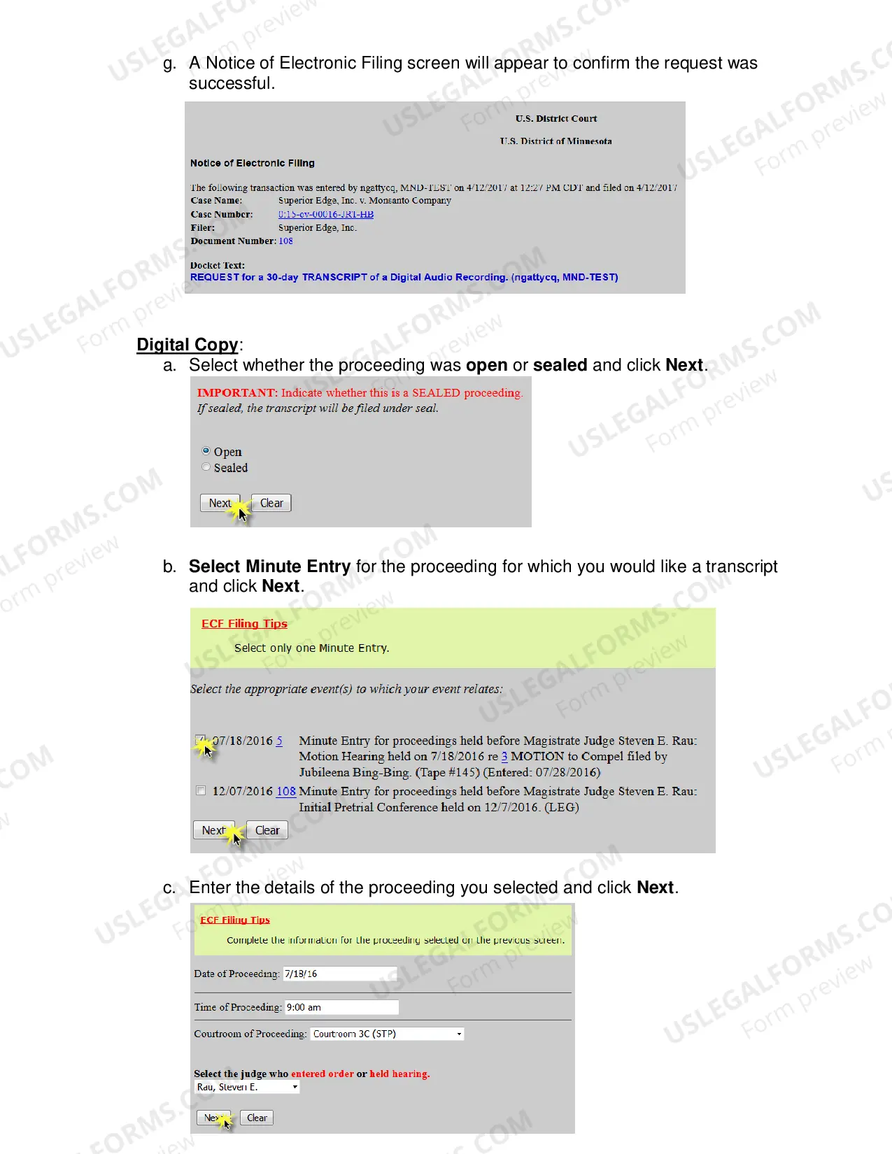 Preview Ordering Digital Audio Recordings Electronic Filing Instructions