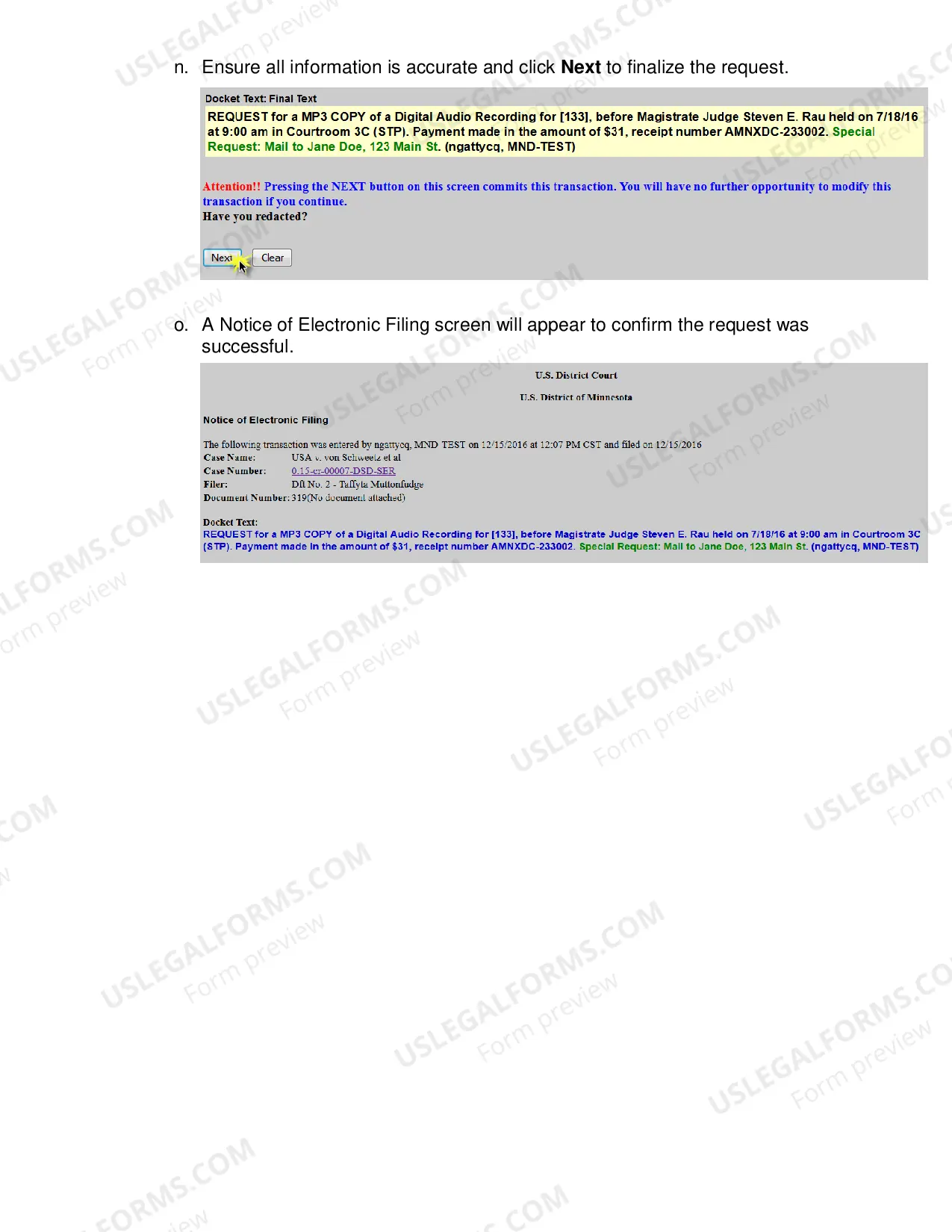 Preview Ordering Digital Audio Recordings Electronic Filing Instructions