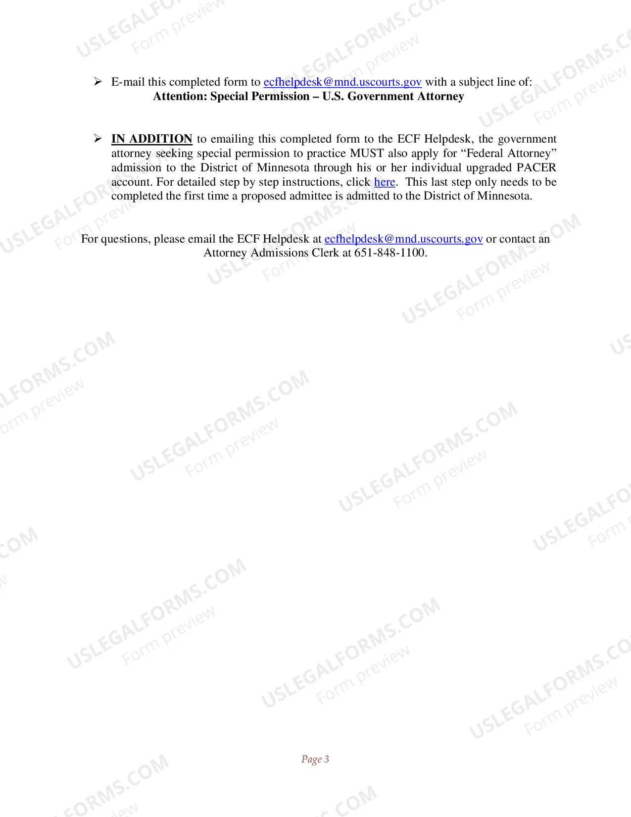 Preview Request to Practice by Special Permission for U.S. Government Attorneys
