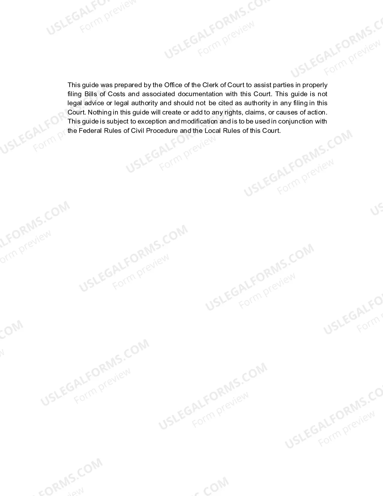 Preview Bill of Costs Guide