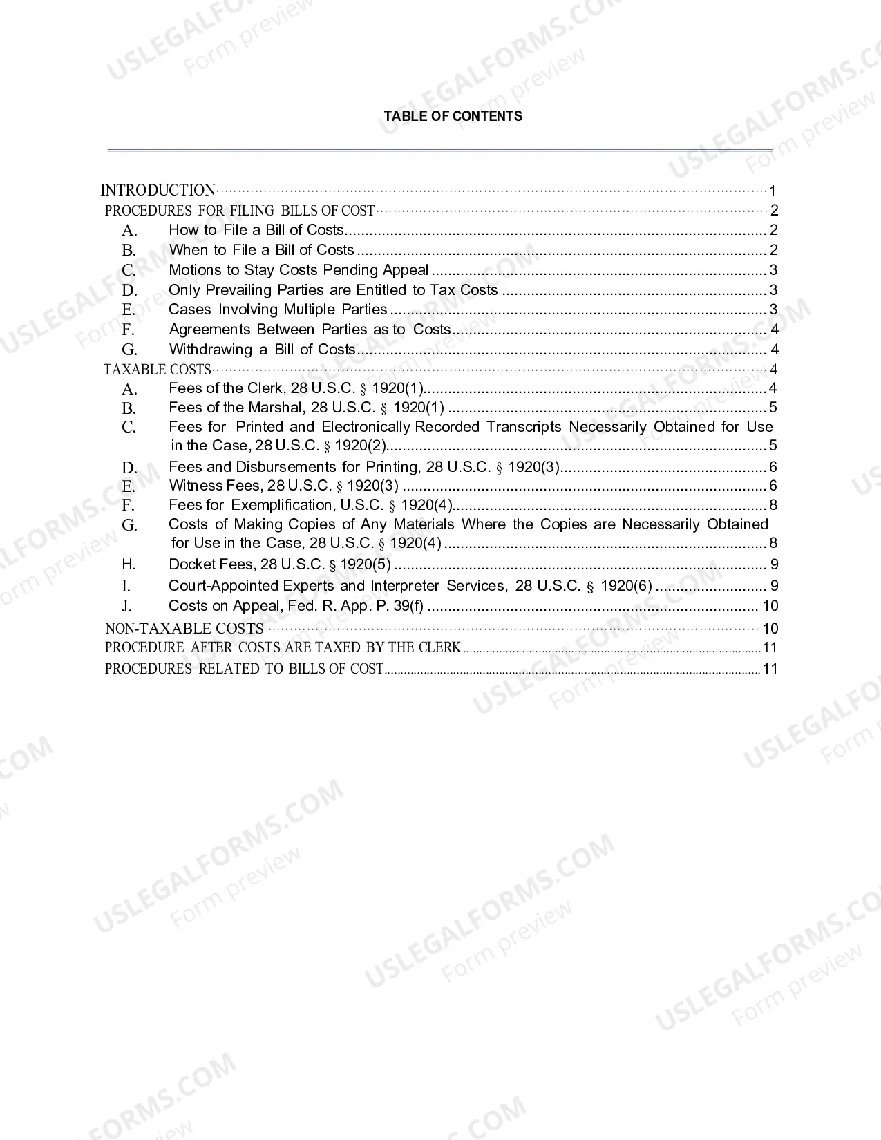 Preview Bill of Costs Guide