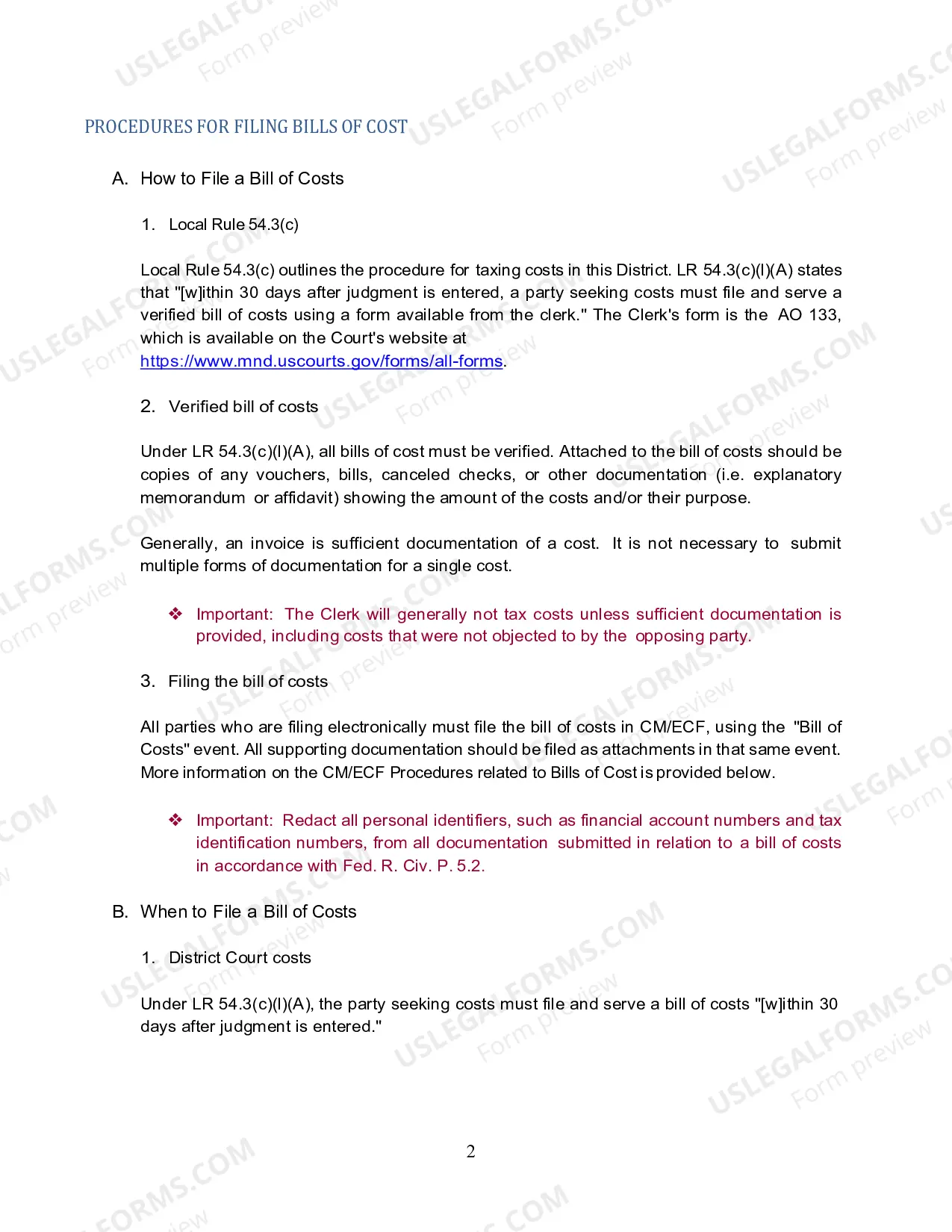 Preview Bill of Costs Guide