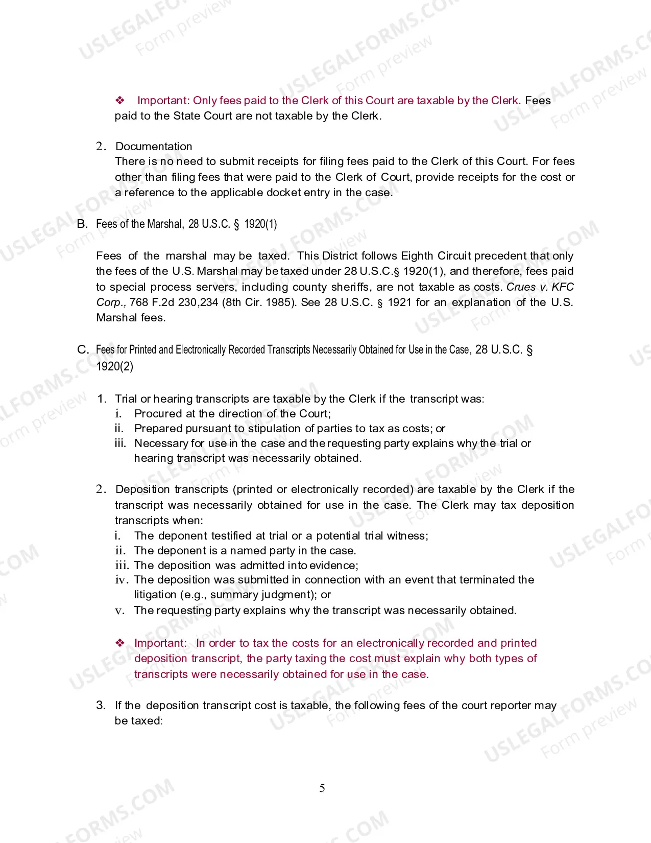 Preview Bill of Costs Guide