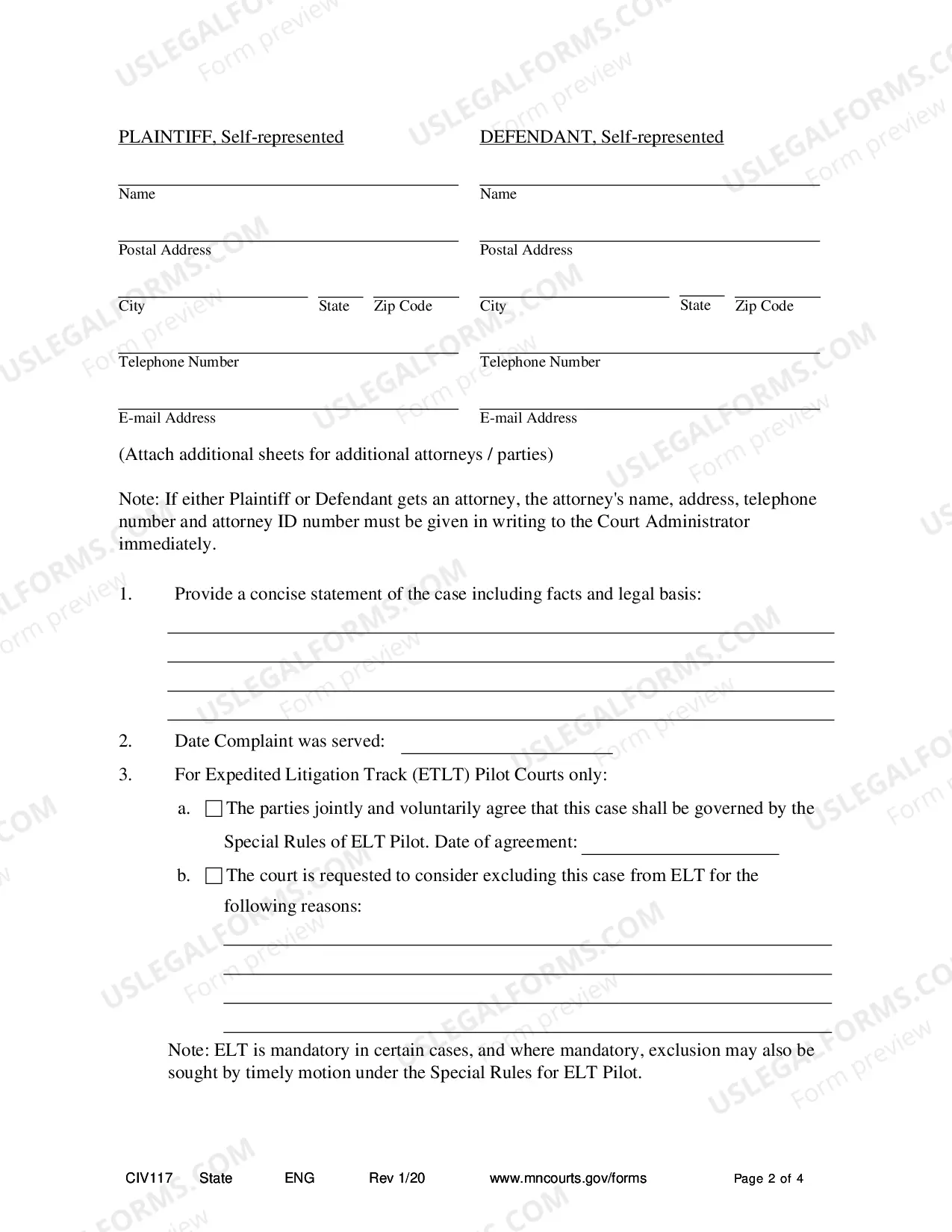 Preview Civil Cover Sheet (#CIV117)(statewide)