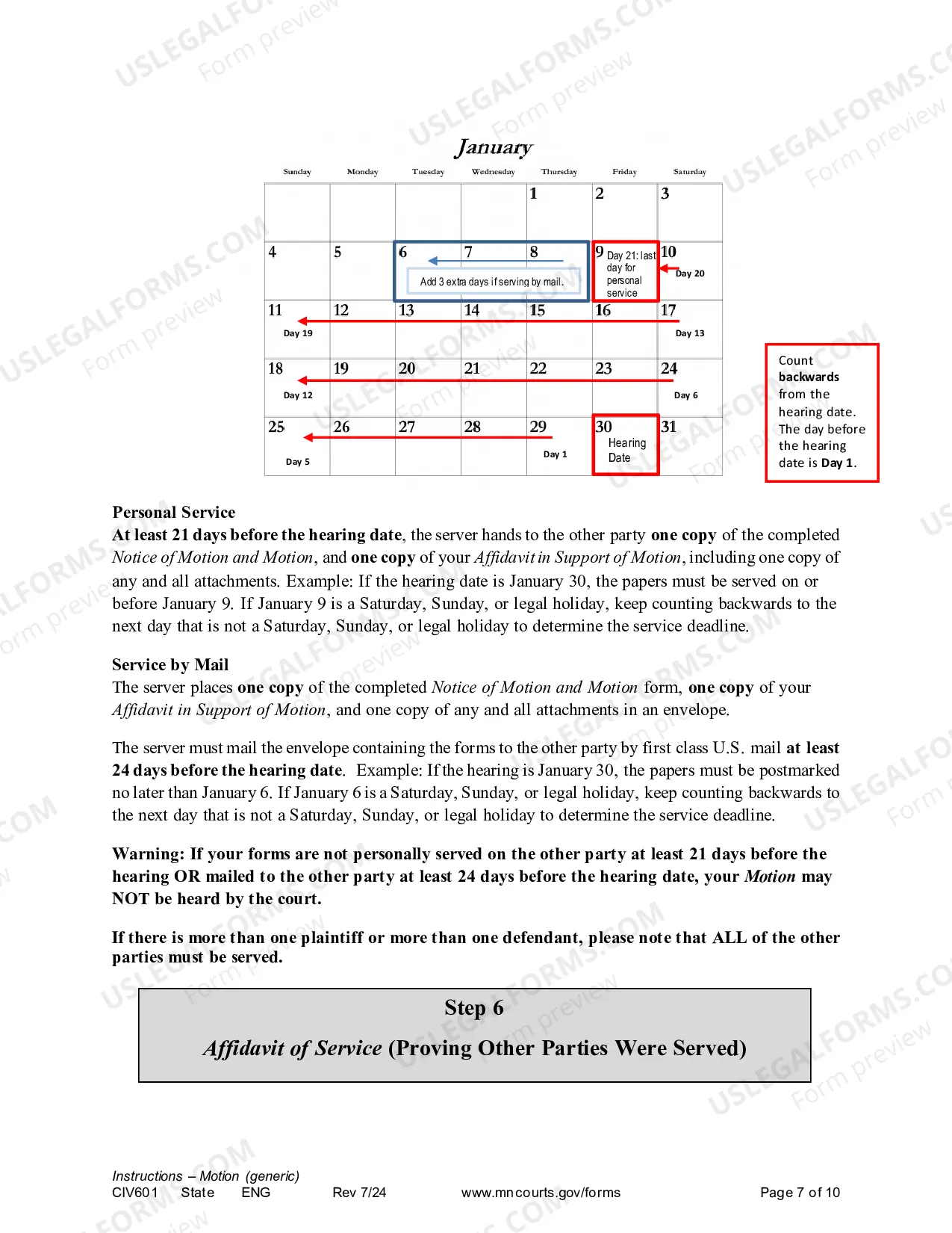Preview Instructions - Generic Civil Motion and Affidavit