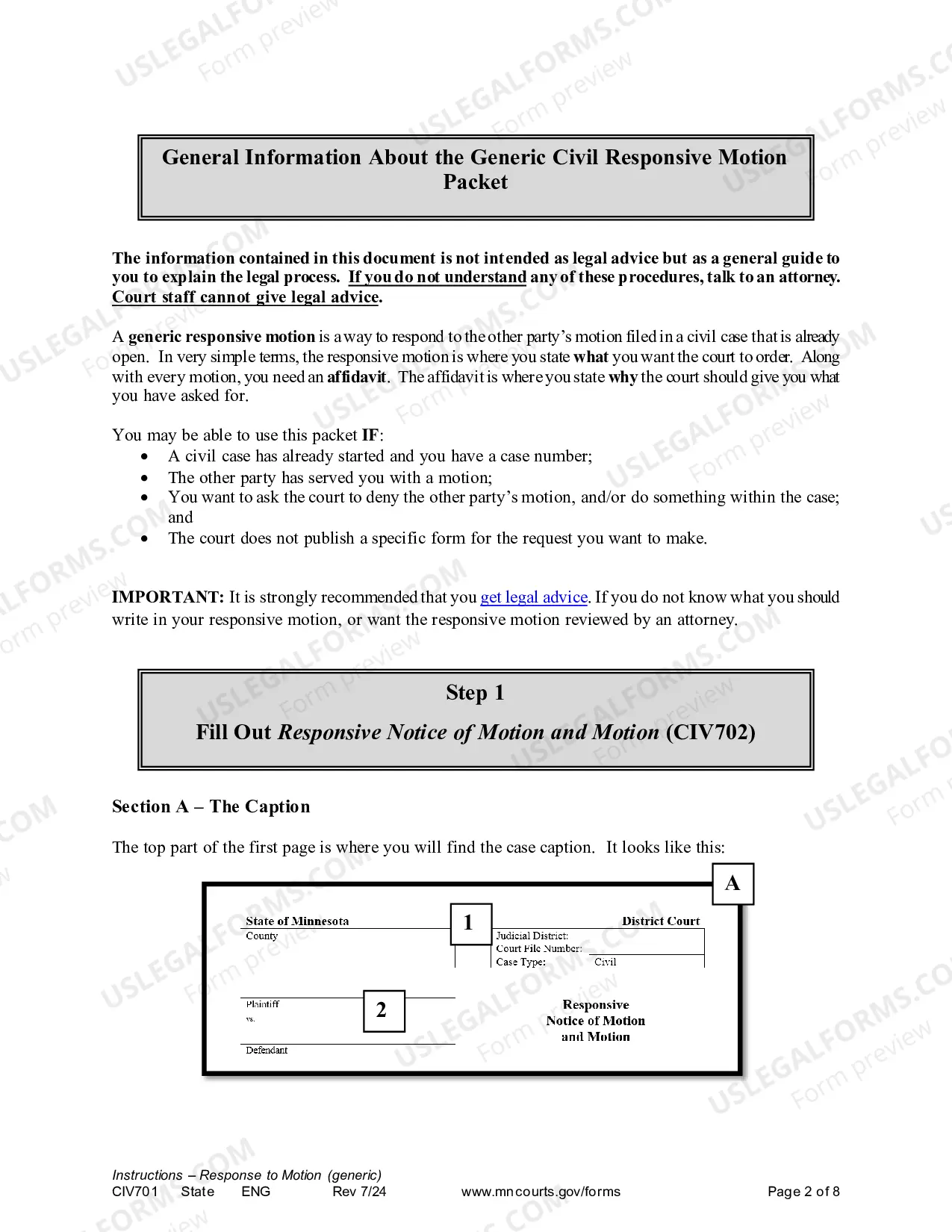 Preview Instructions - Responsive Generic Civil Motion and Affidavit