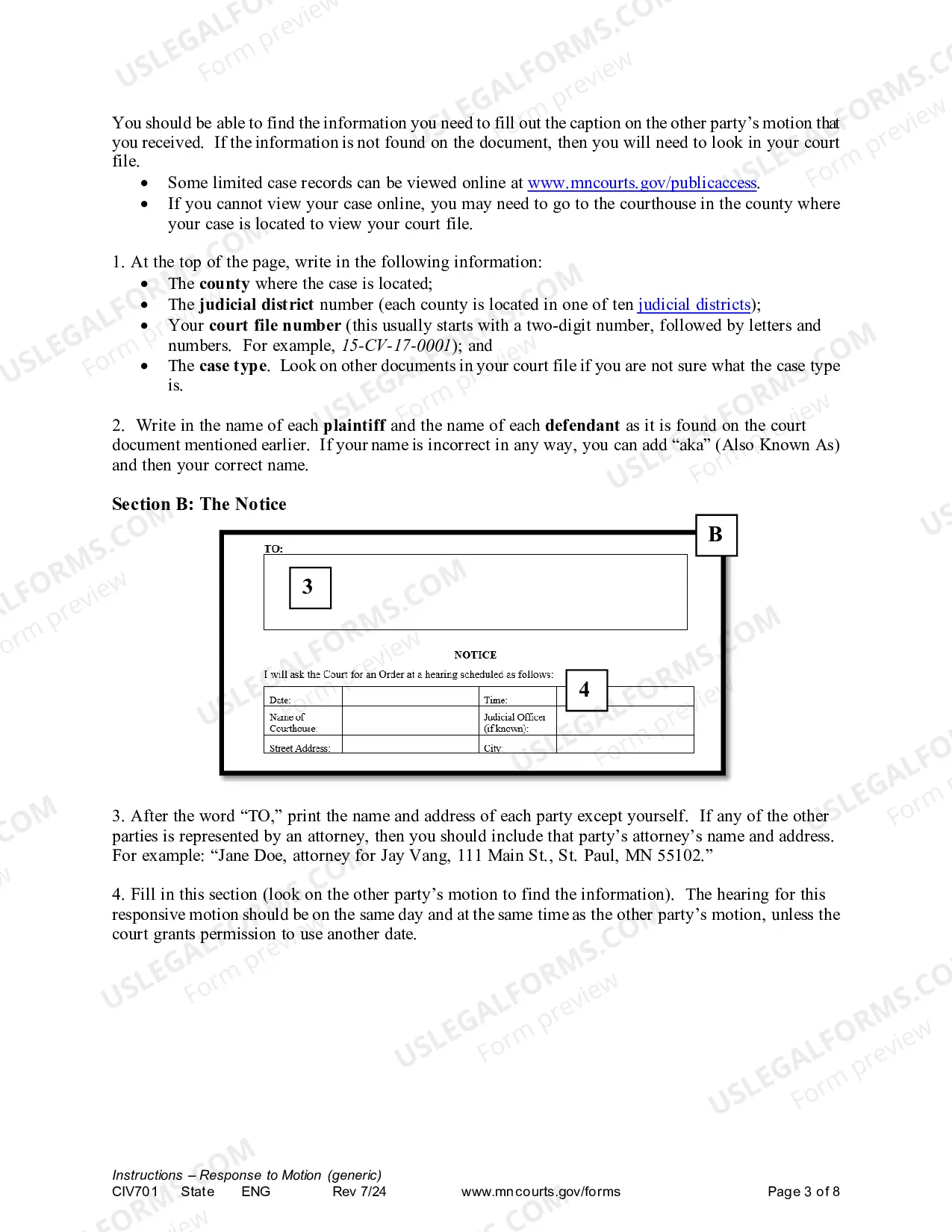 Preview Instructions - Responsive Generic Civil Motion and Affidavit