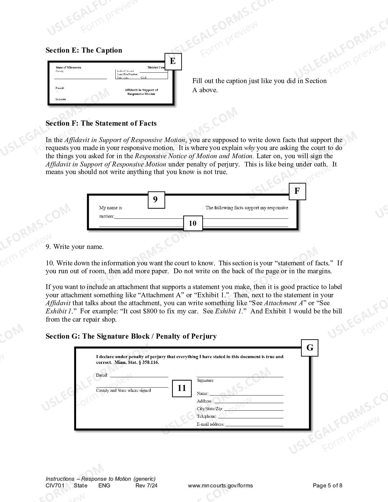 Preview Instructions - Responsive Generic Civil Motion and Affidavit