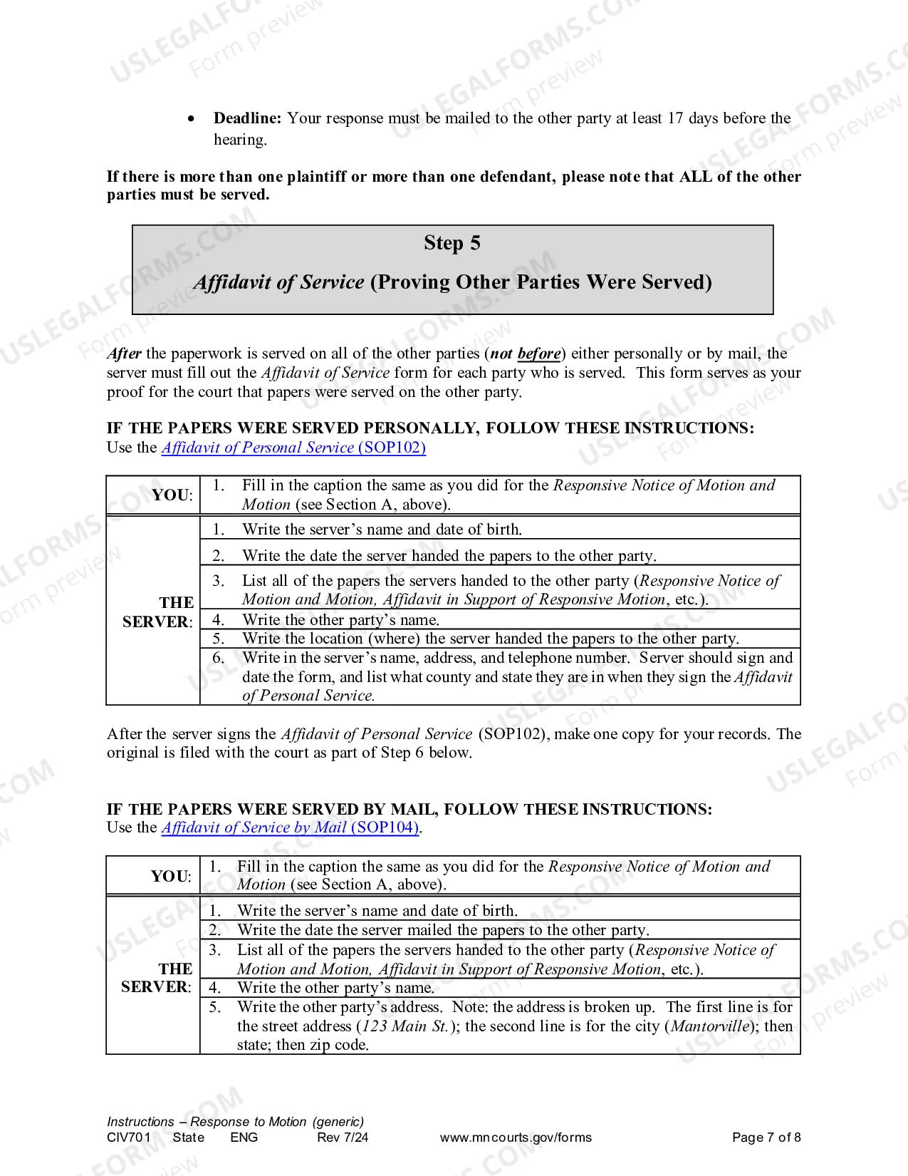 Preview Instructions - Responsive Generic Civil Motion and Affidavit