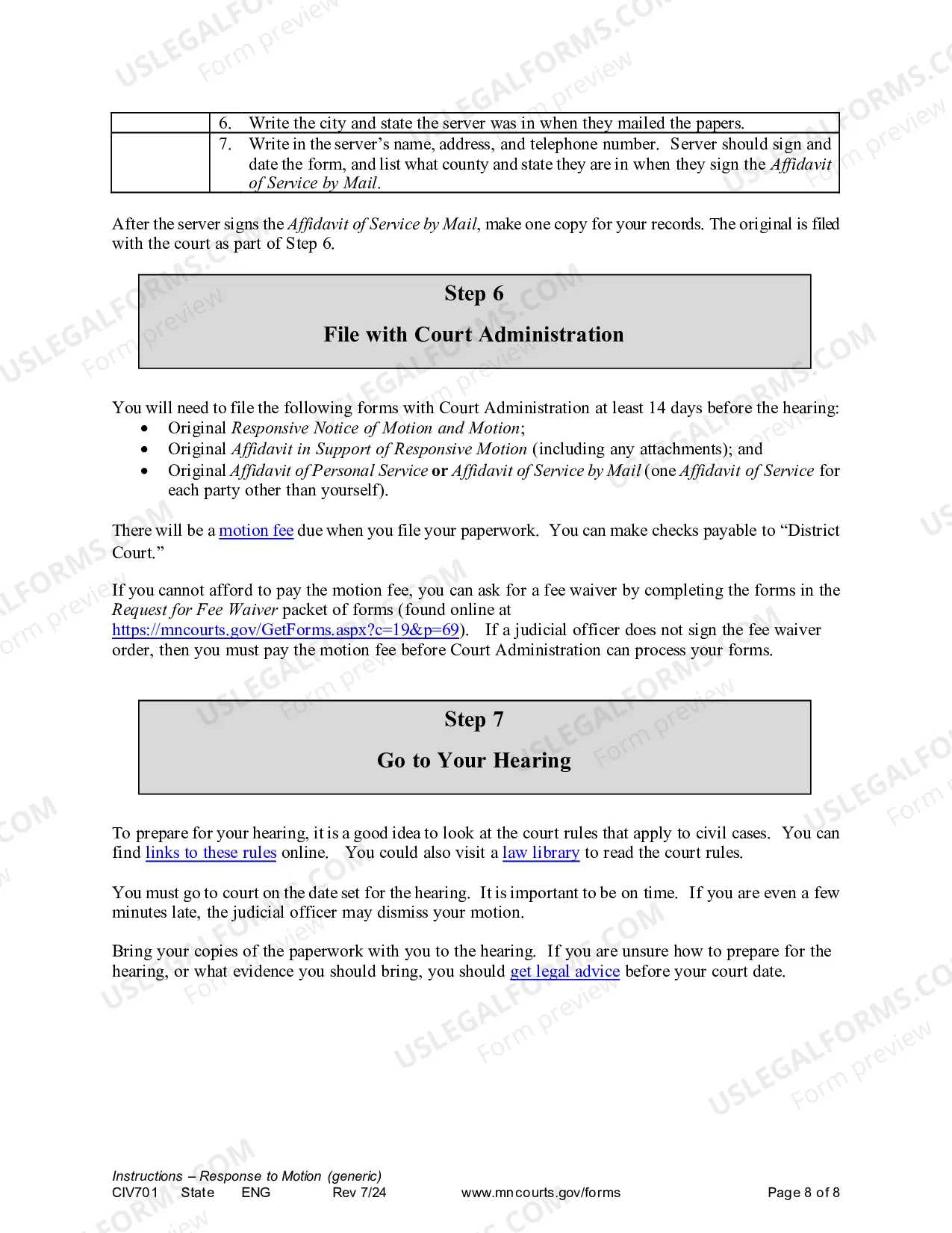 Preview Instructions - Responsive Generic Civil Motion and Affidavit
