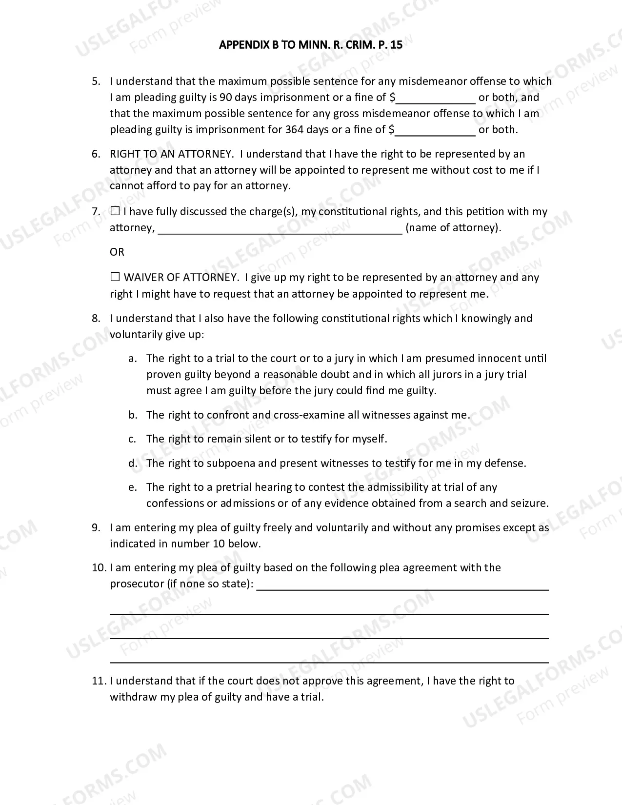 Preview Petition to Enter Guilty Plea (Misdemeanor and Gross Misdemeanor)