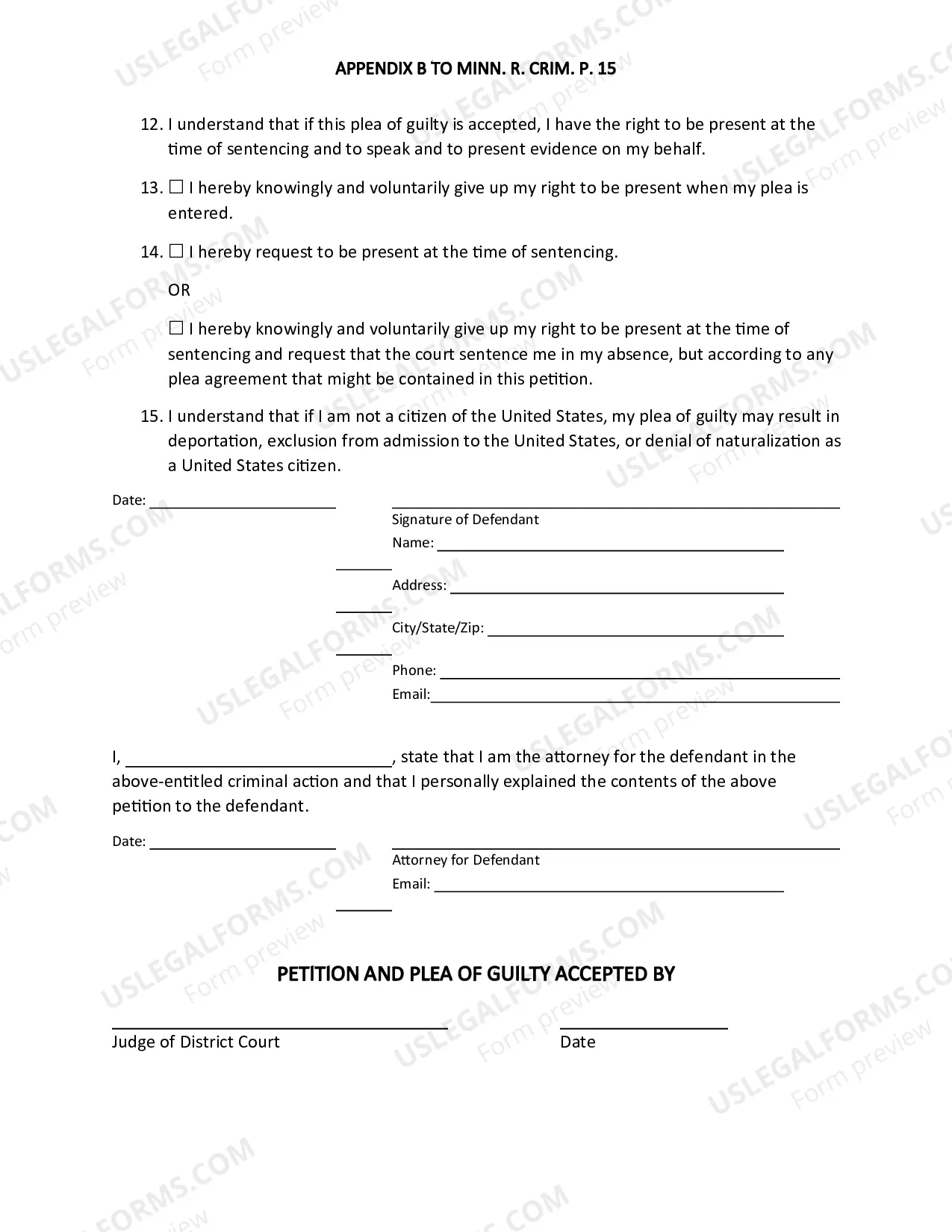 Preview Petition to Enter Guilty Plea (Misdemeanor and Gross Misdemeanor)