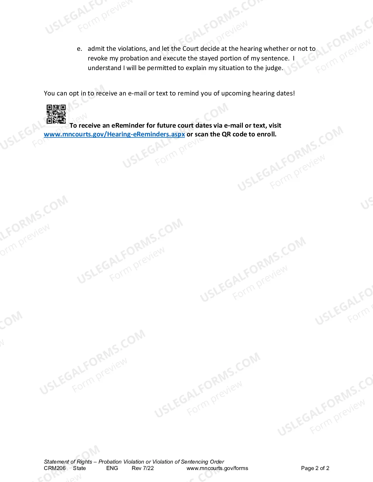 Preview Probation Violation Statement of Rights
