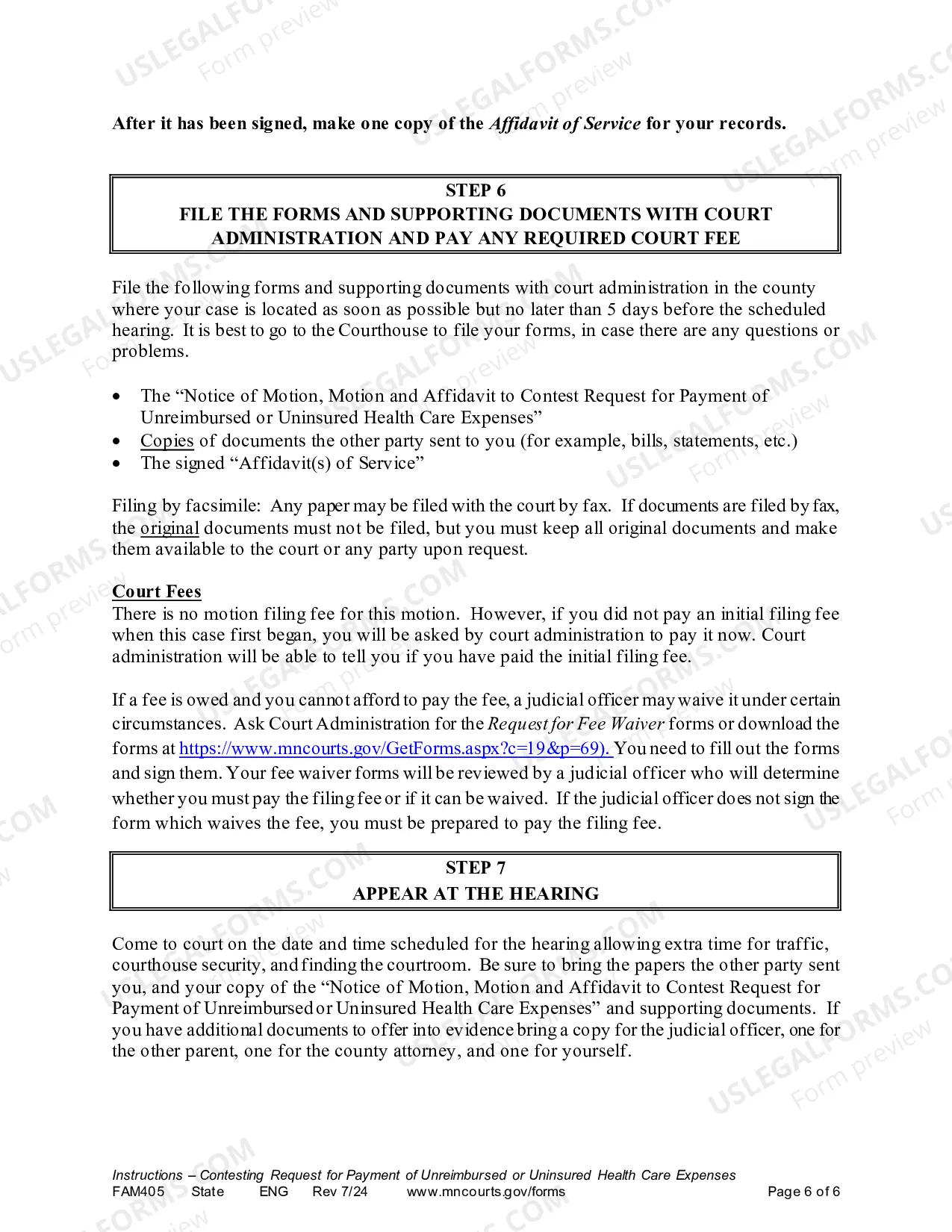 Preview Instructions for Contesting a Request for Unreimbursed / Uninsured Health Care Expenses for Joint Children