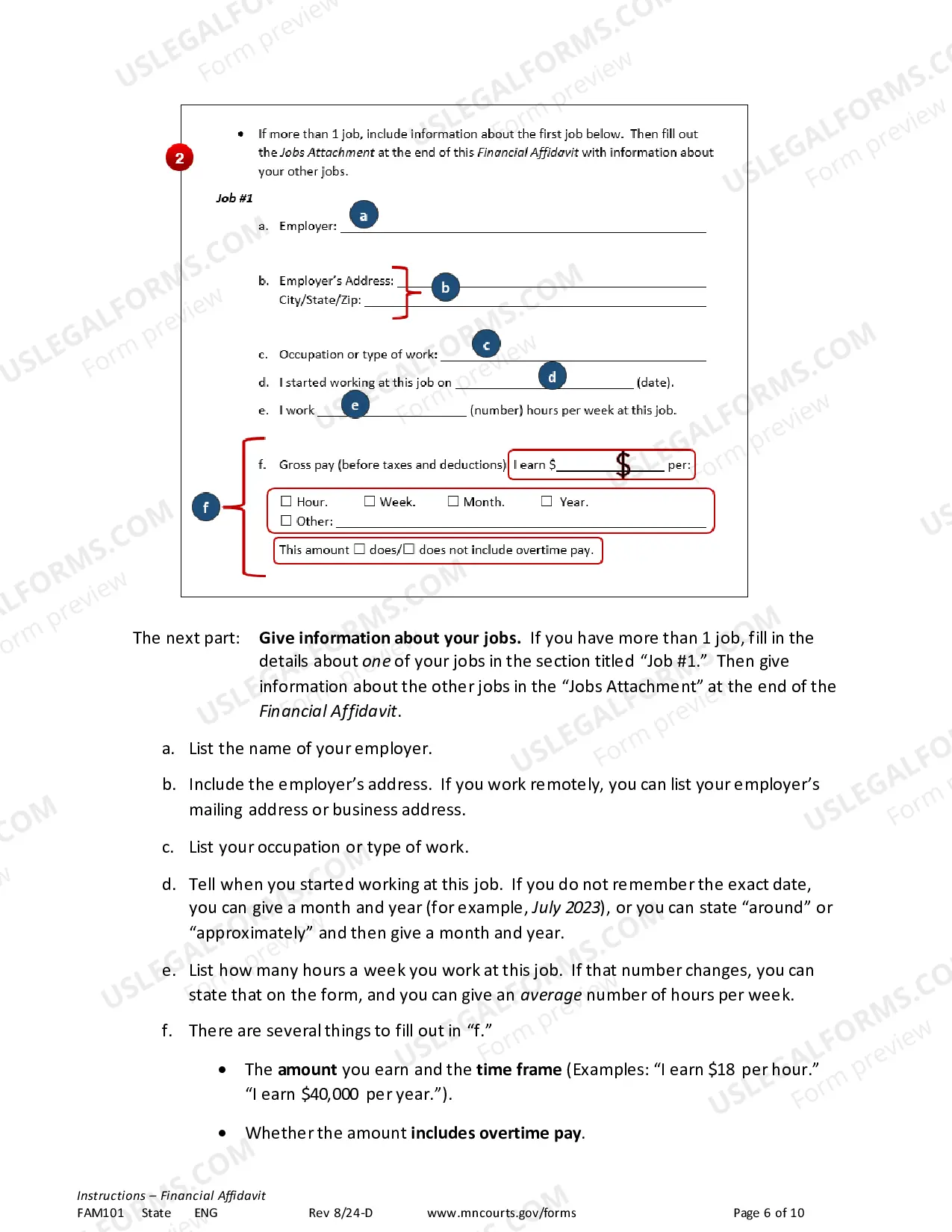 Preview Instructions for Financial Affidavit