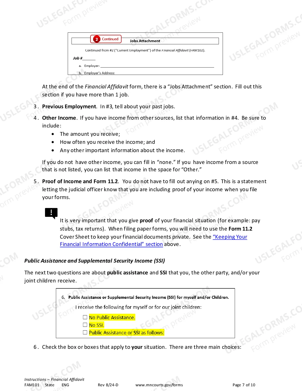 Preview Instructions for Financial Affidavit