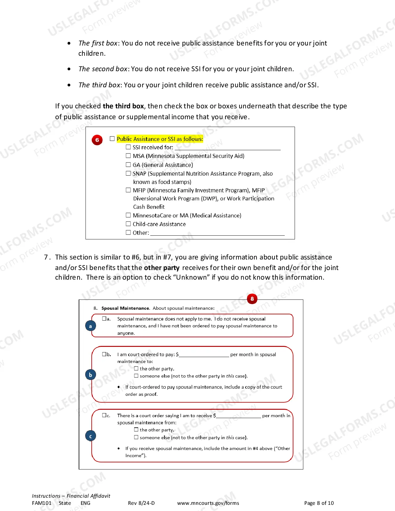 Preview Instructions for Financial Affidavit