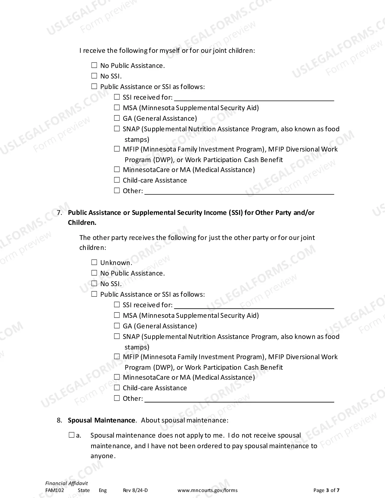 Preview Financial Affidavit for Child Support
