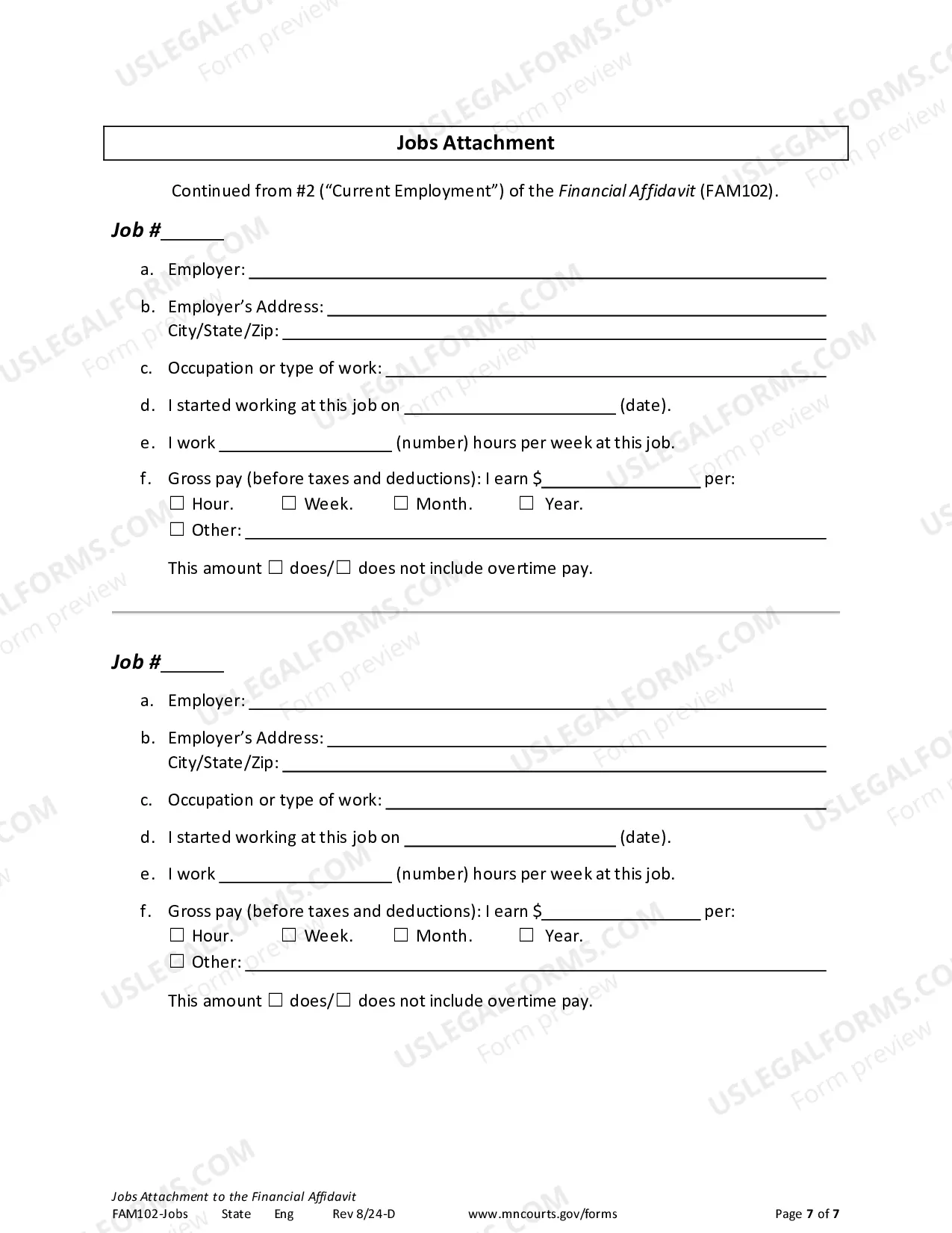Preview Financial Affidavit for Child Support