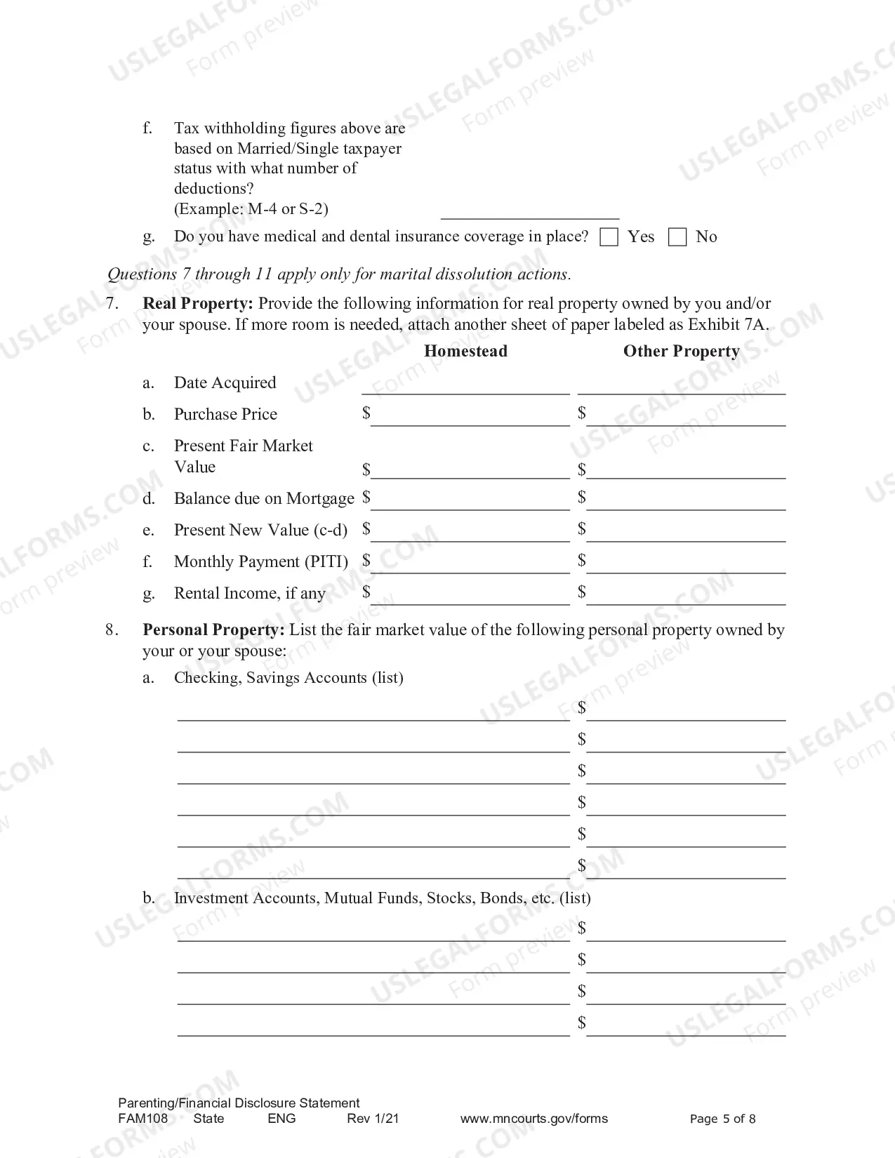 Preview Parenting / Financial Disclosure Statement