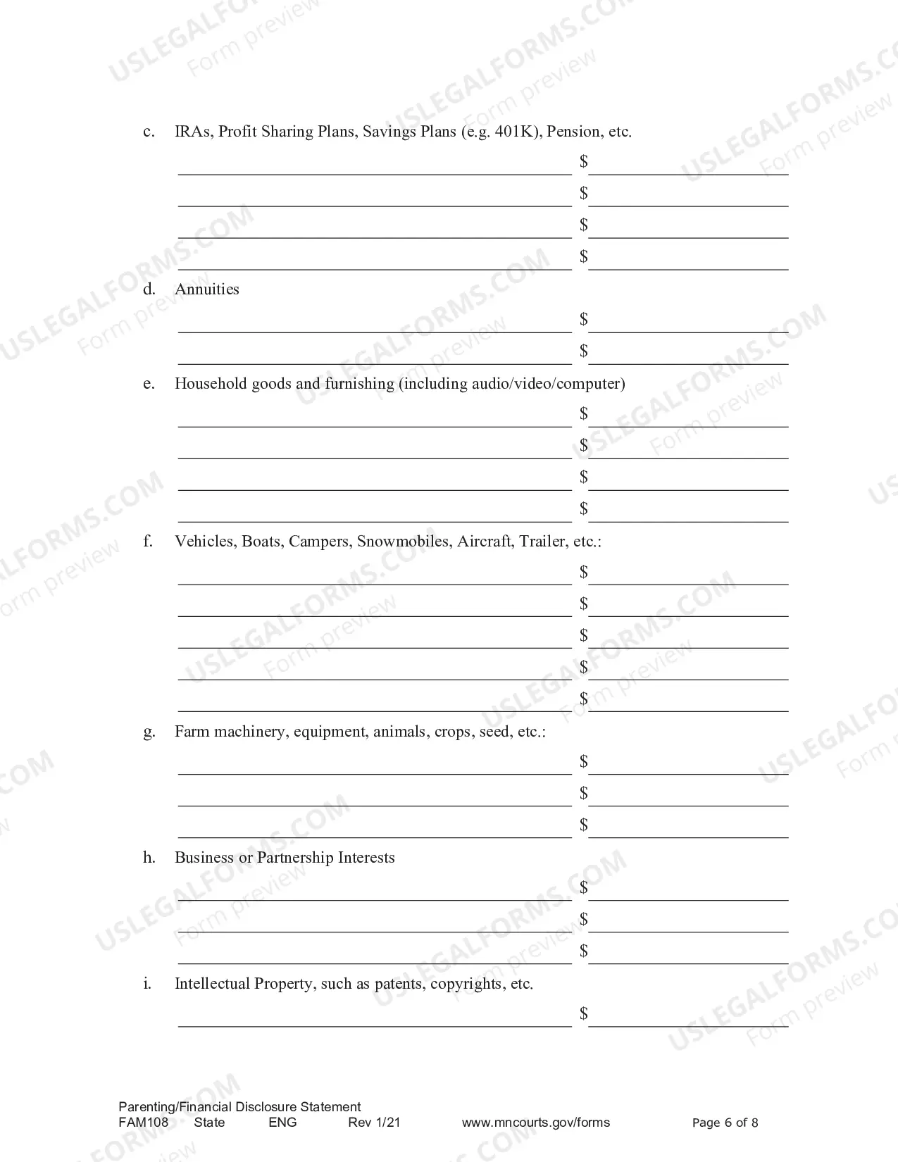 Preview Parenting / Financial Disclosure Statement