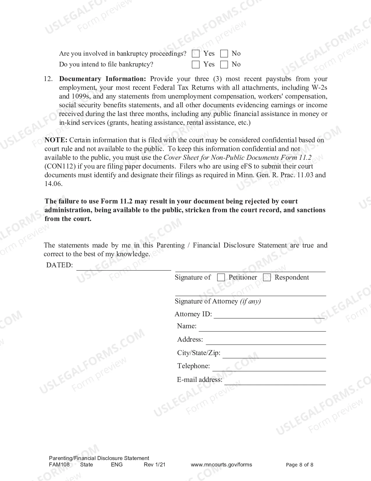 Preview Parenting / Financial Disclosure Statement