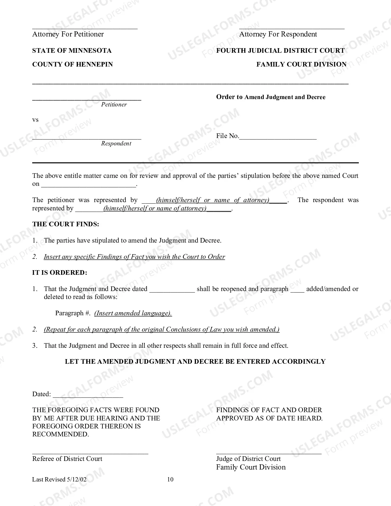 Preview Amended Judgment and Decree
