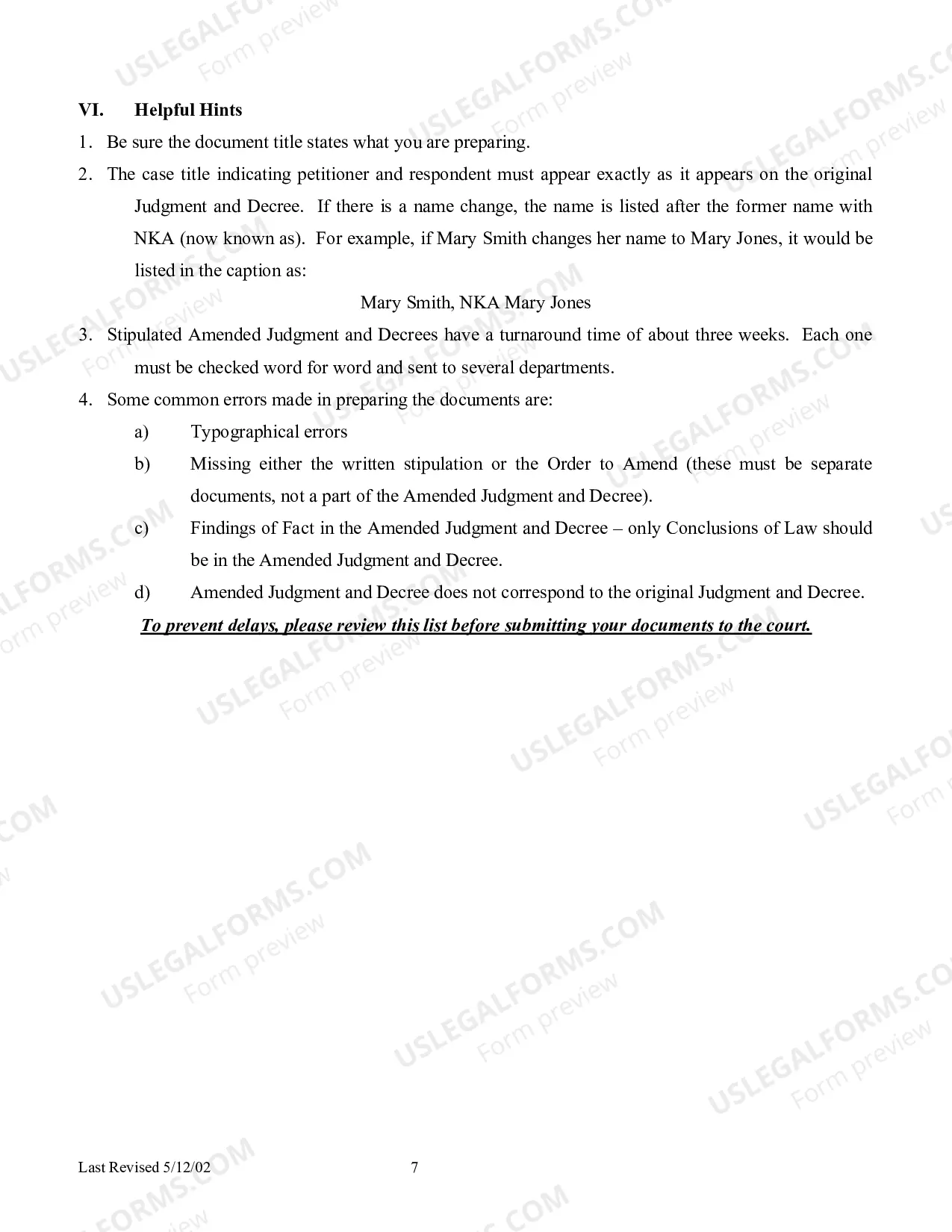 Preview Amended Judgment and Decree
