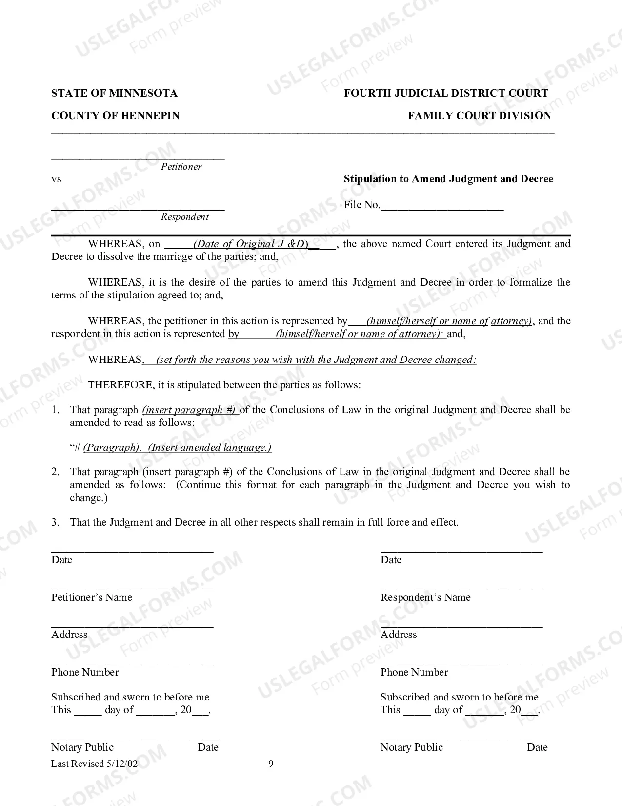 Preview Amended Judgment and Decree