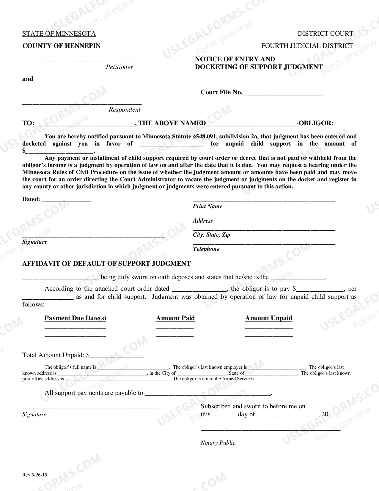 Preview Docket A Child Support Judgment